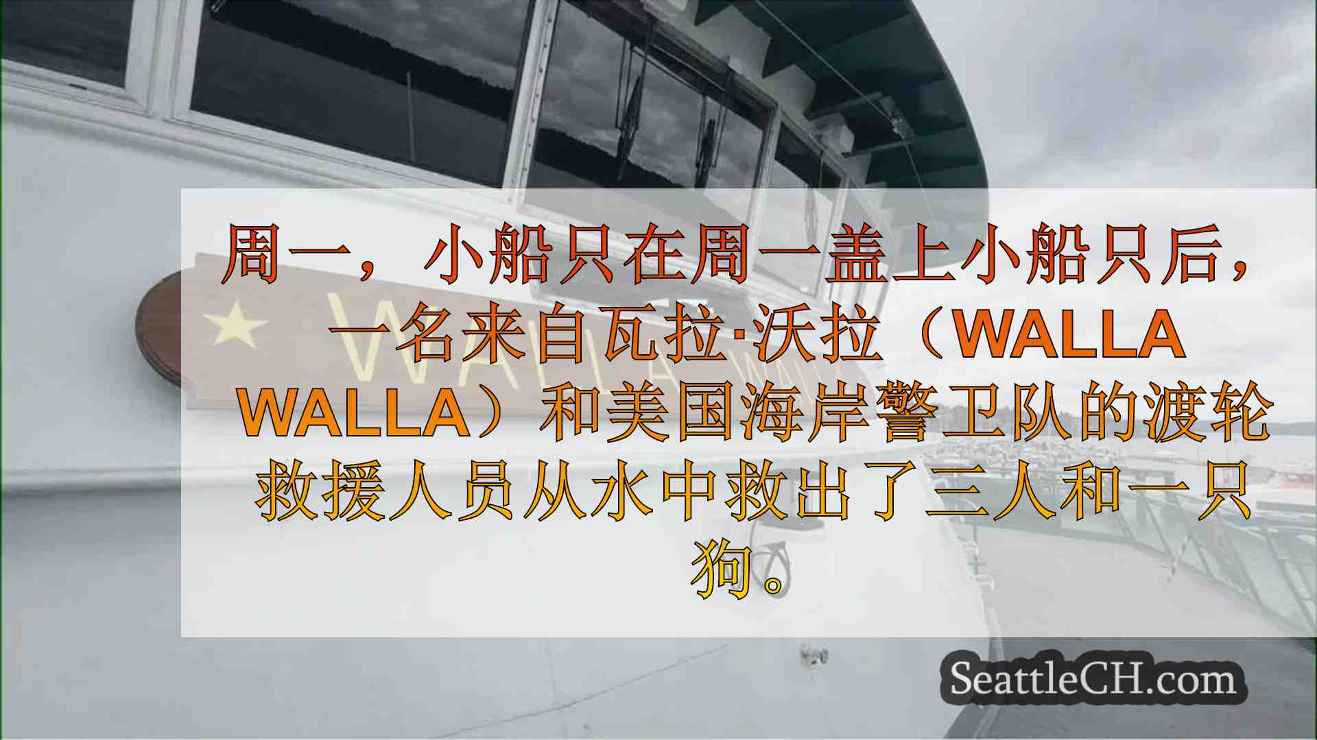 华盛顿渡轮船员营救了3人和小船只倾覆后的狗