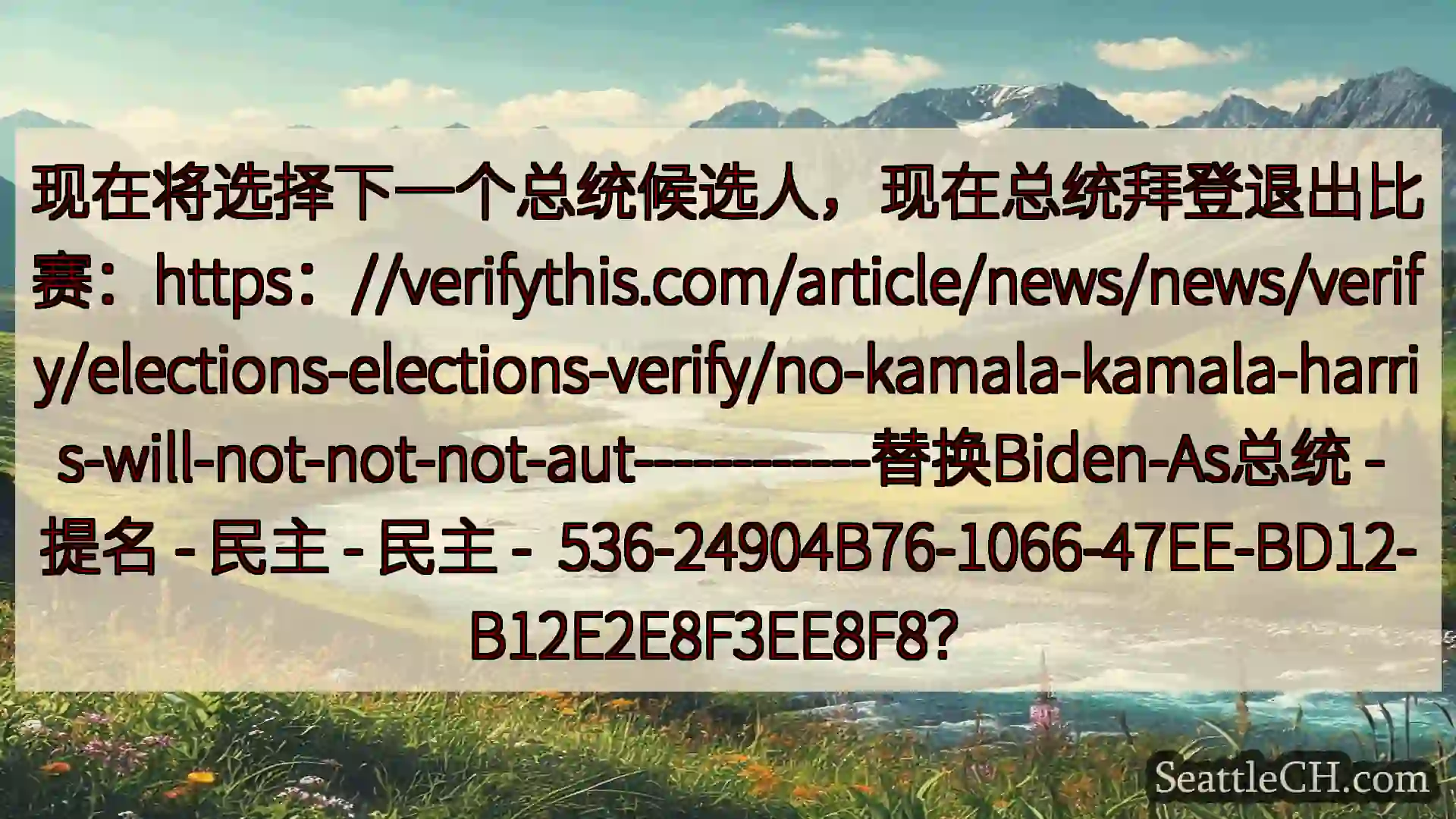 西雅图新闻 现在将选择下一个总统候选人，现在总统拜登退出比赛：https：//ve