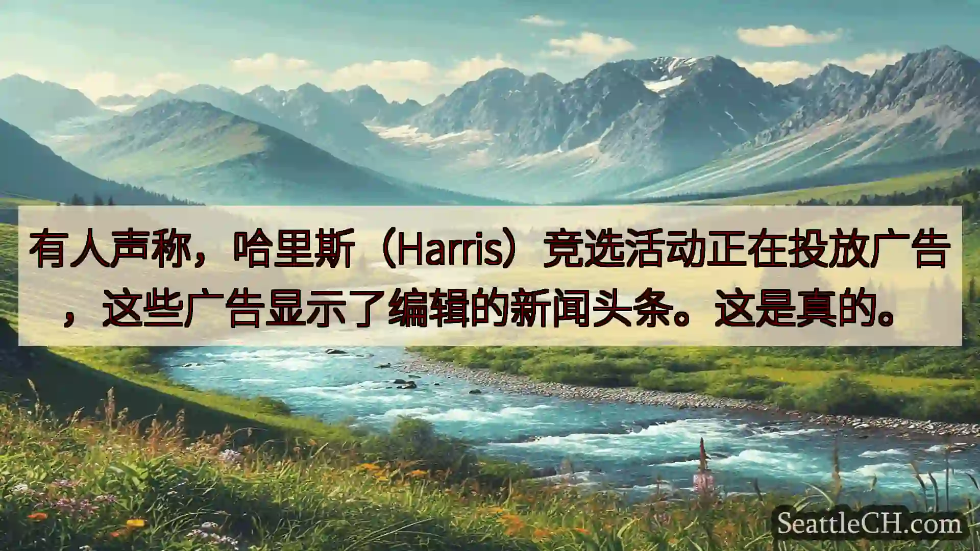 西雅图新闻 有人声称，哈里斯（Harris）竞选活动正在投放广告，这些广告显示了编
