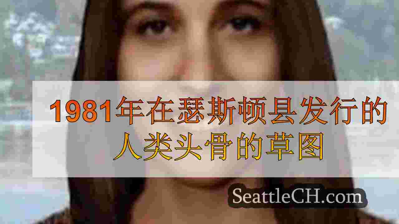 1981年在瑟斯顿县发行的人类头骨的草图