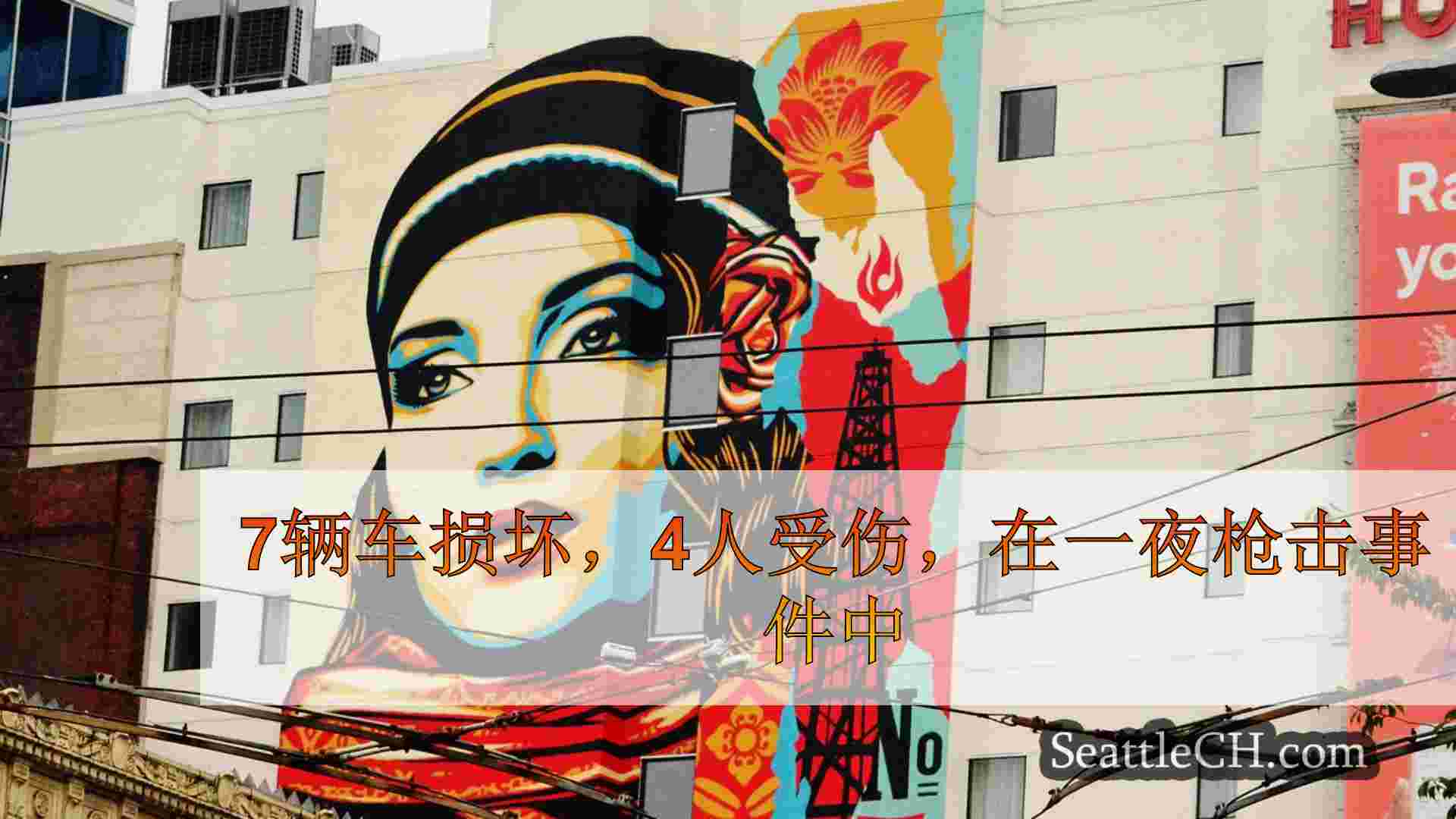 在5号州际公路上的隔夜枪击事件中，有7辆车损坏，4人受伤