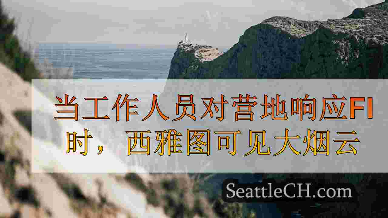 当工作人员回应营地大火时，西雅图可见大烟云