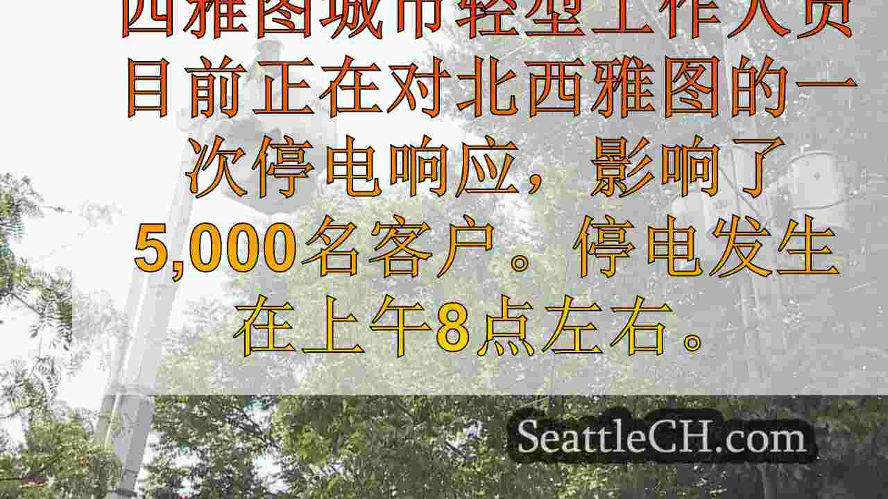 西雅图城市的灯光响应早晨停电，5,000名客户影响了