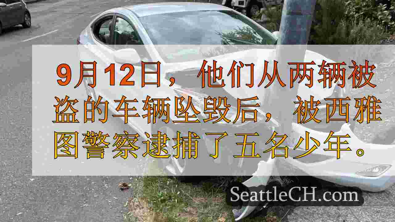 警方逮捕了5名青少年，被捕从北西雅图的被盗车辆逃跑