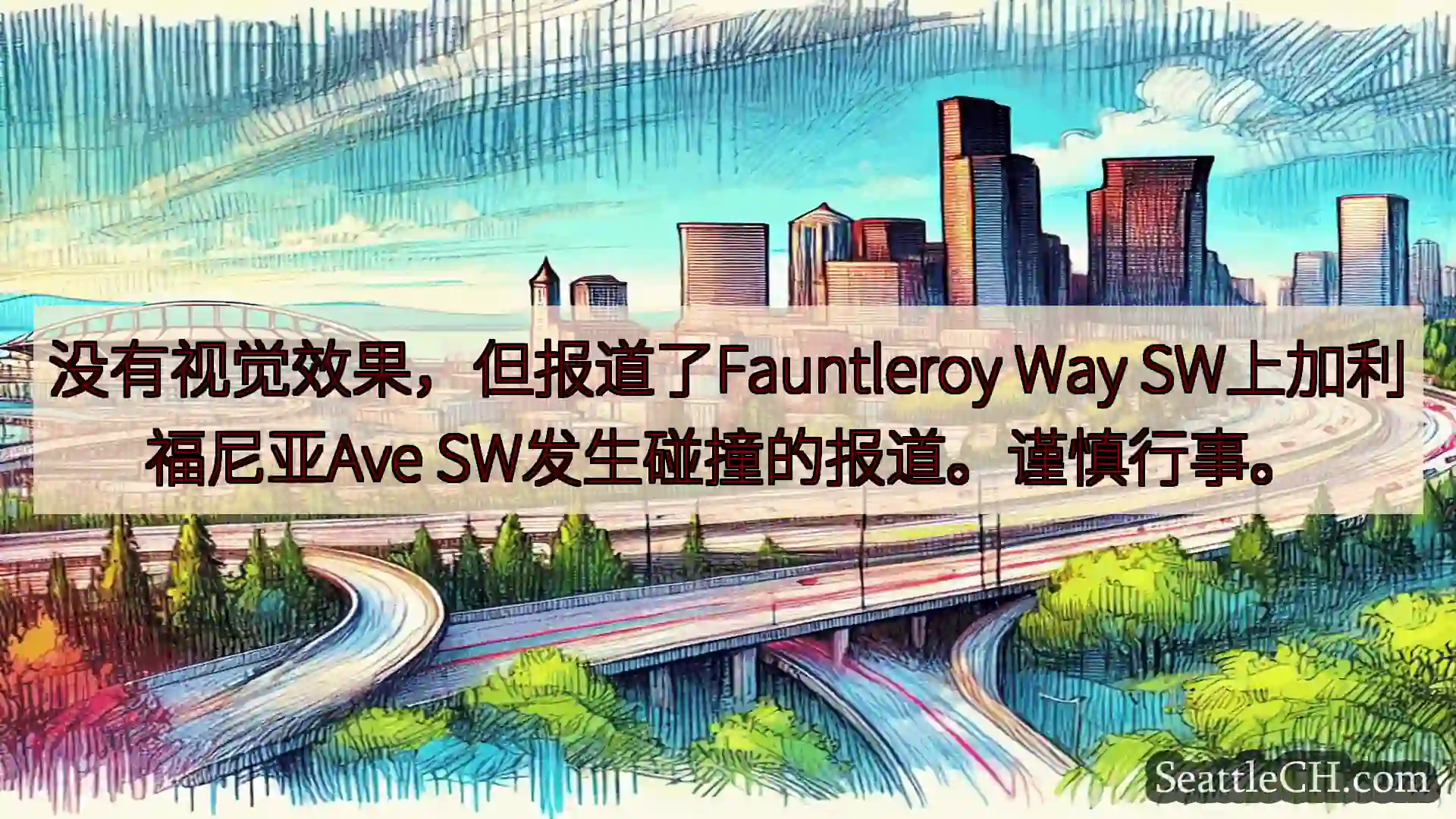 西雅图交通新闻 没有视觉效果，但报道了Fauntleroy Way