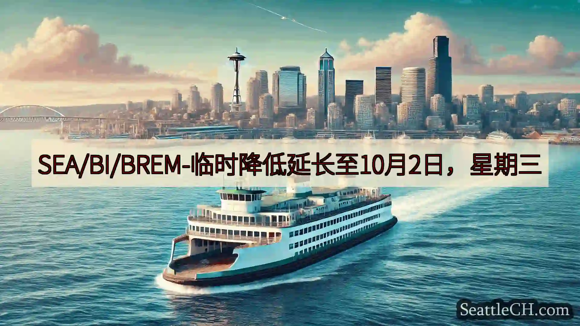 西雅图渡轮新闻 SEA/BI/BREM-临时降低延长至10月2日，星期三https:/