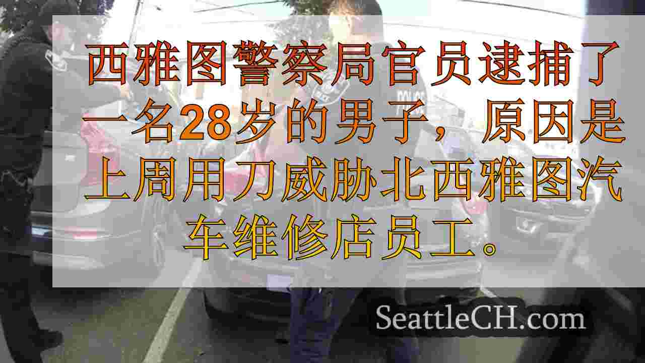 在威胁西雅图汽车店工作人员，伤害官员的人身后被捕的男子