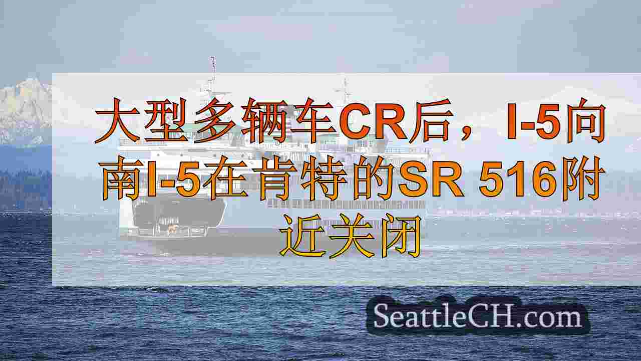 大型多车碰撞后，I-5南行I-5在肯特的SR 516附近关闭