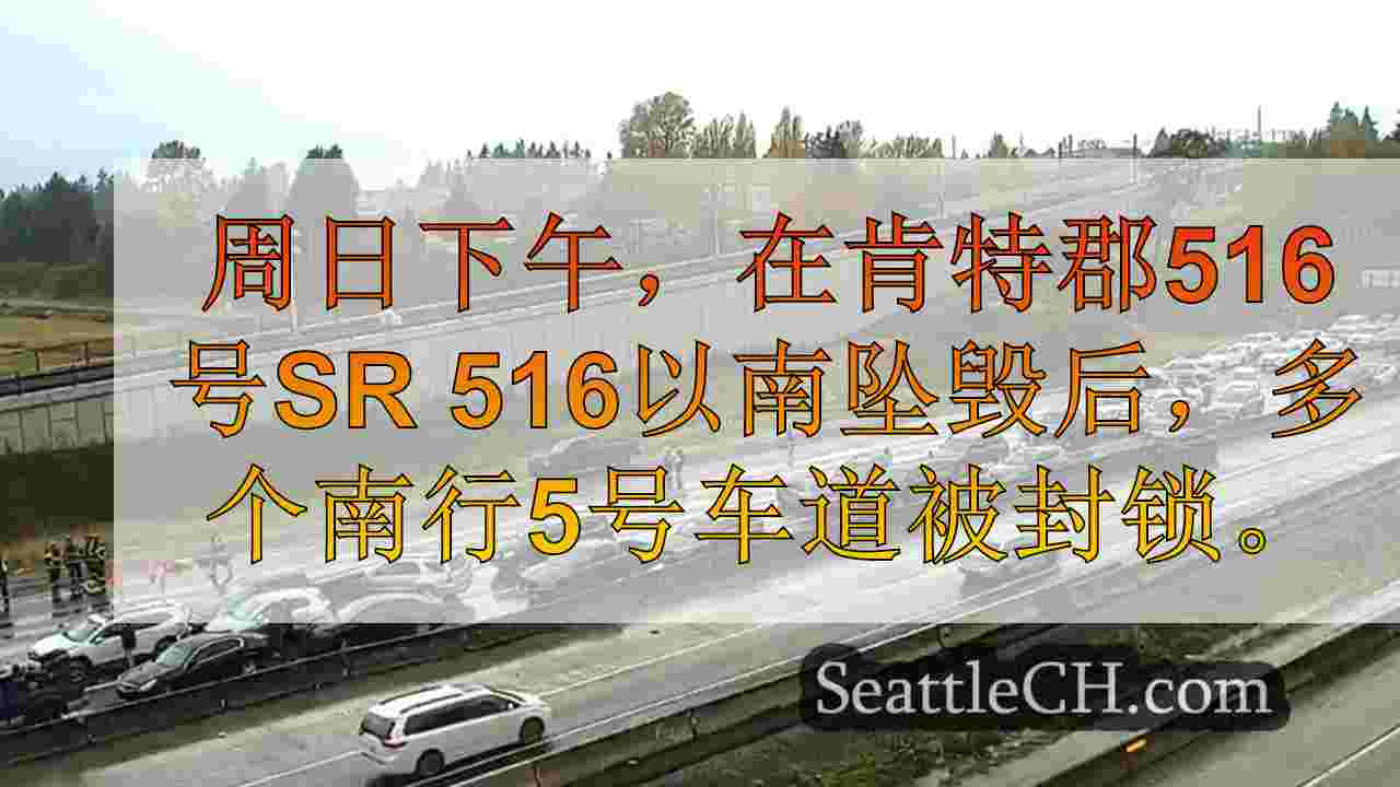 肯特郡I-5上的多车撞车撞车道南行车道