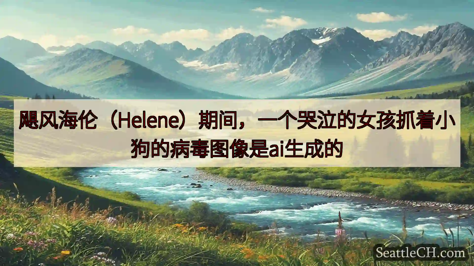 西雅图新闻 飓风海伦（Helene）期间，一个哭泣的女孩抓着小狗的病毒图像是ai生