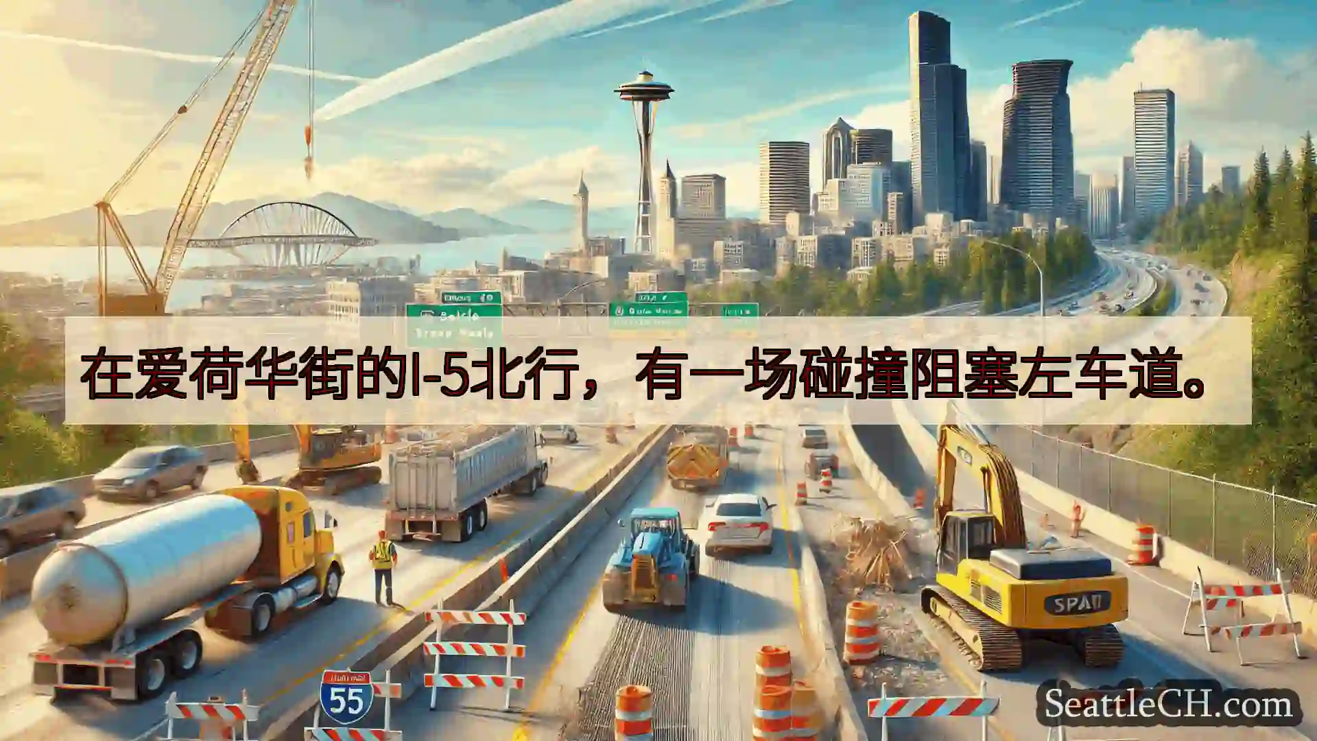 西雅图交通新闻 在爱荷华街的I-5北行，有一场碰撞阻塞左车道。
