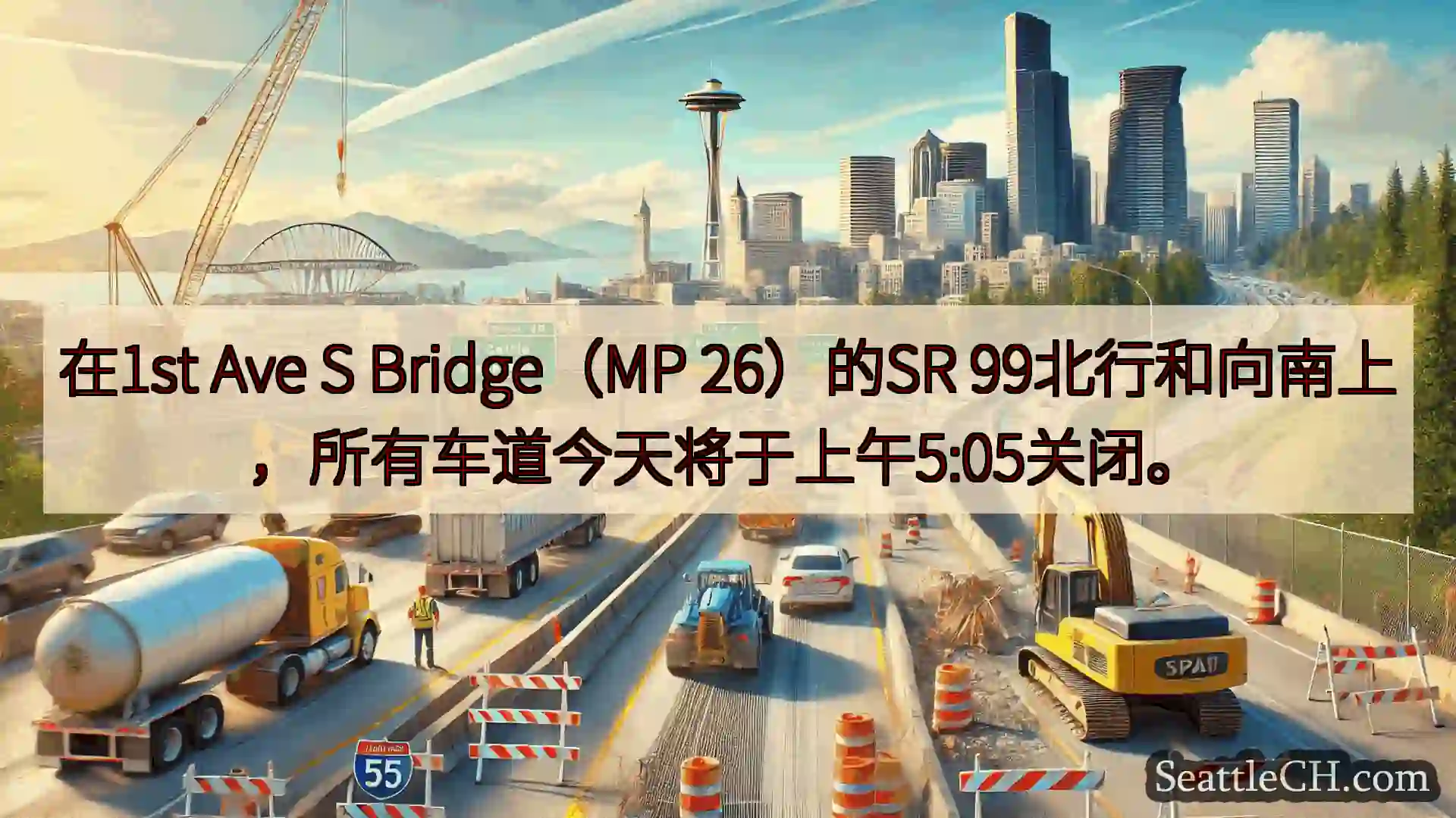 西雅图交通新闻 在1st Ave S Bridge（MP 26）的SR