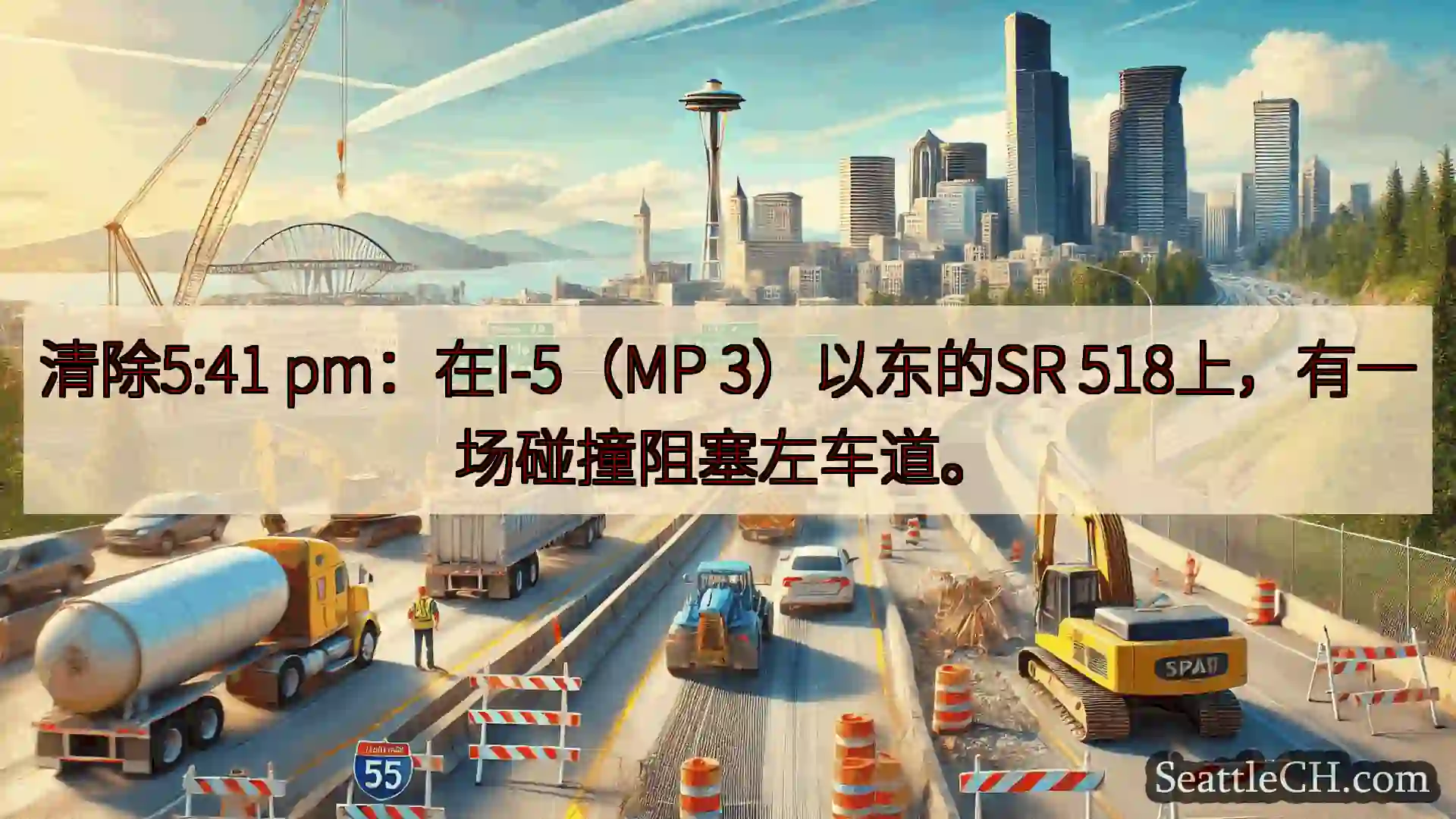 西雅图交通新闻 清除5:41 pm：在I-5（MP 3）以东的SR