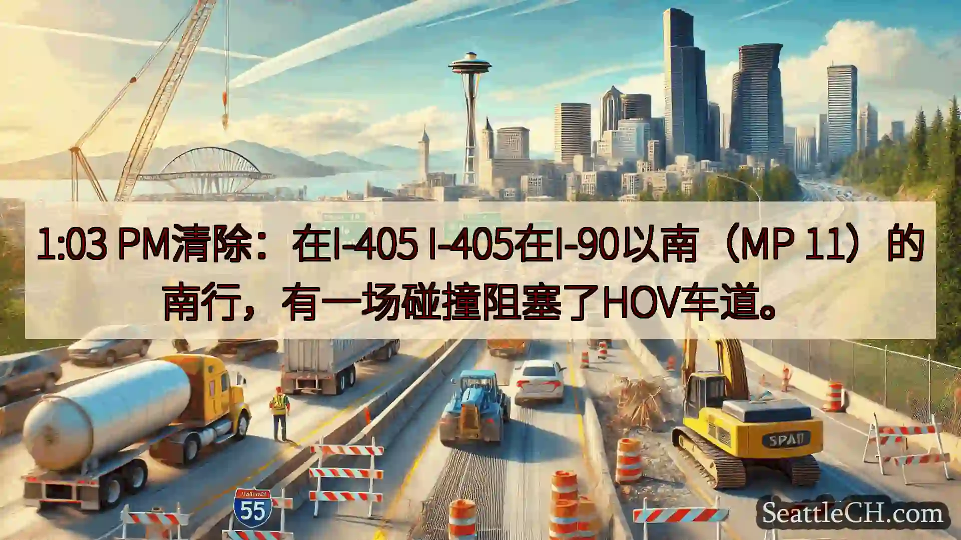 西雅图交通新闻 1:03 PM清除：在I-405 I-405在I-90以南（MP