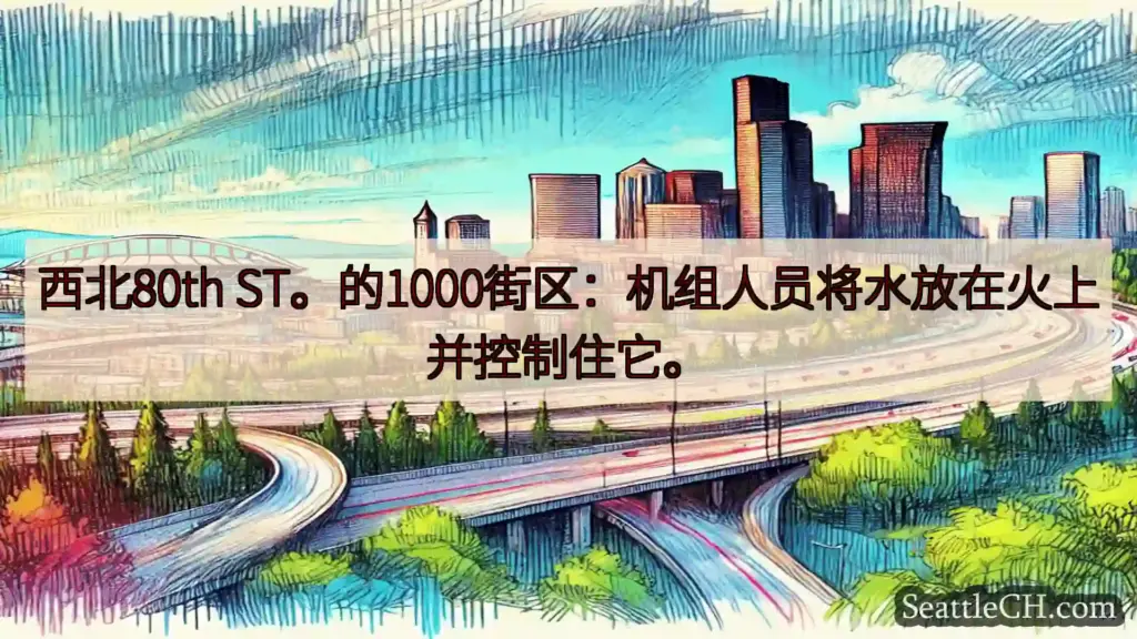 西雅图交通新闻 西北80th ST。的1000街区：机组人员将水放在火上并控制住它。