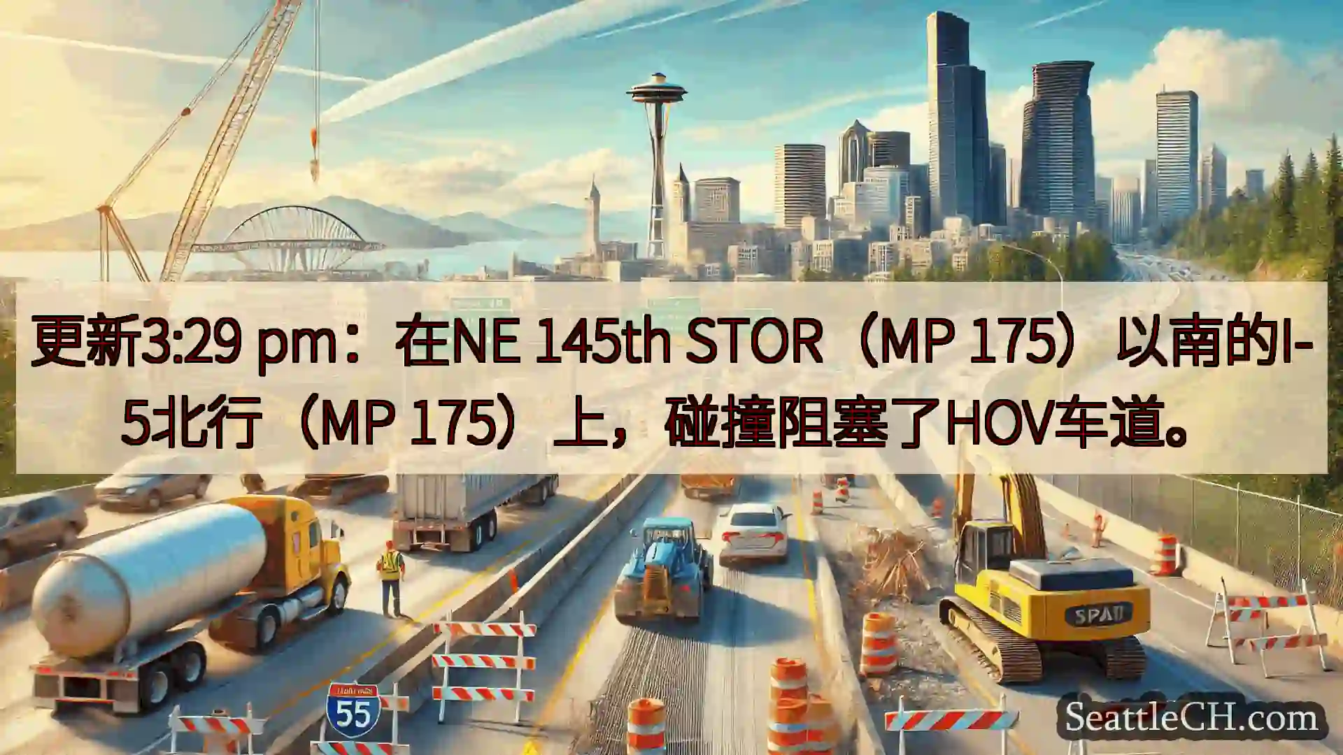 西雅图交通新闻 更新3:29 pm：在NE 145th STOR（MP