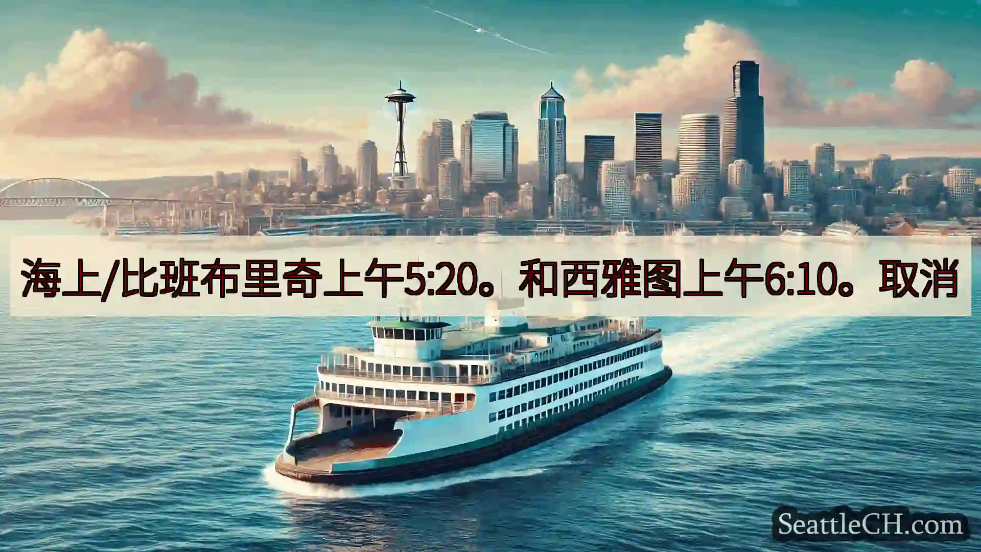 西雅图渡轮新闻 海上/比班布里奇上午5:20。和西雅图上午6:10。取消https:/