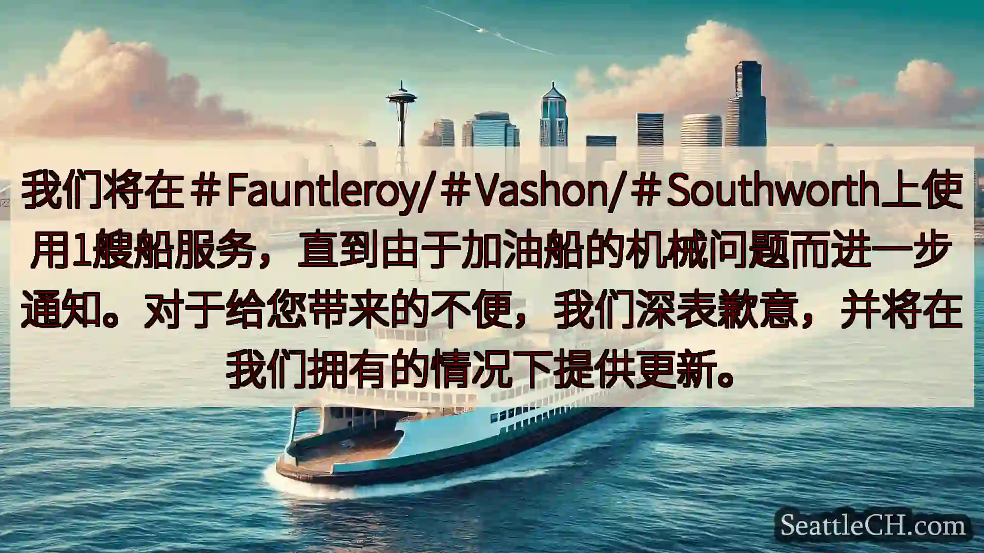 西雅图渡轮新闻 我们将在＃Fauntleroy/＃Vashon/＃Southworth