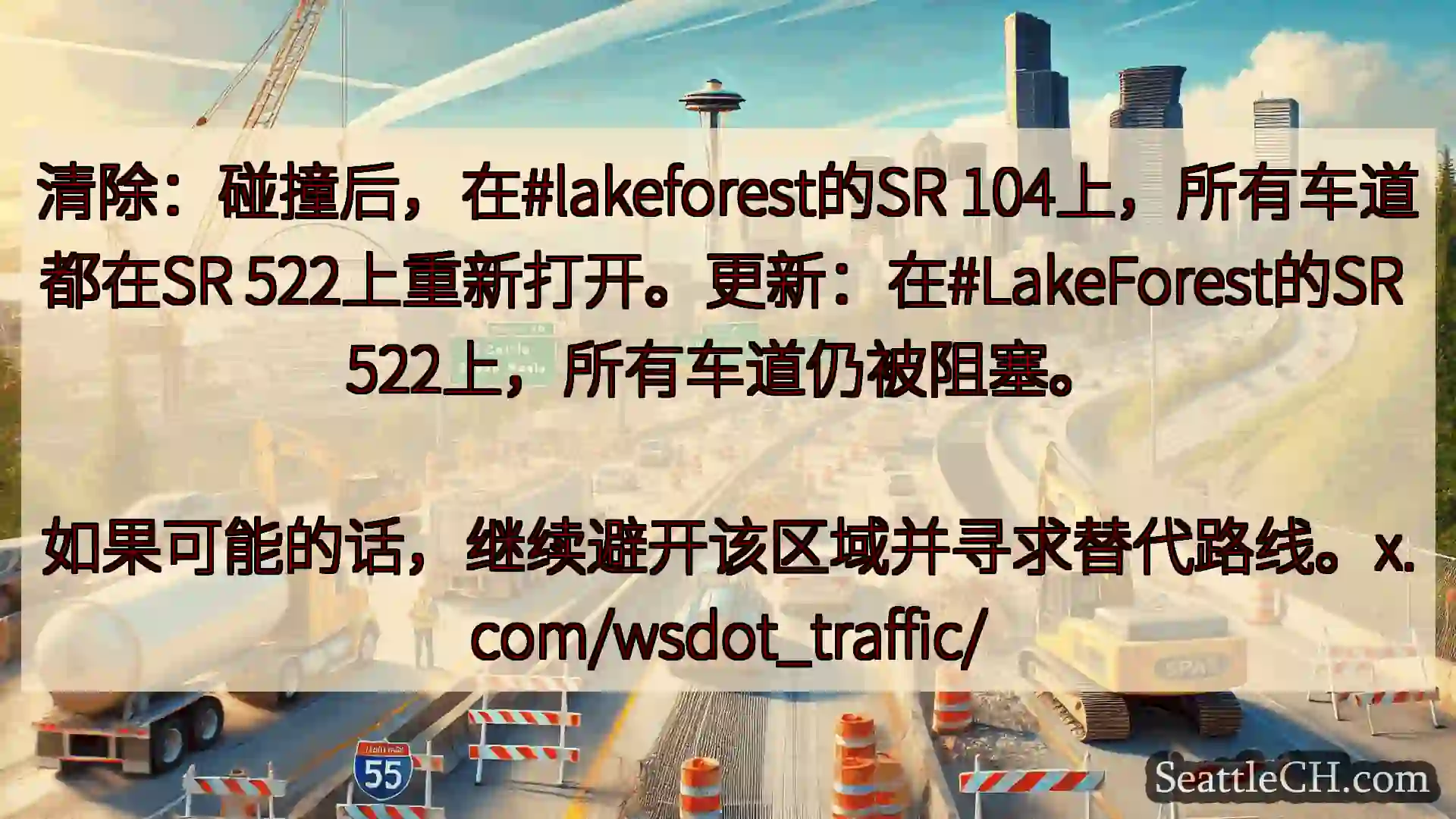 西雅图交通新闻 清除：碰撞后，在#lakeforest的SR