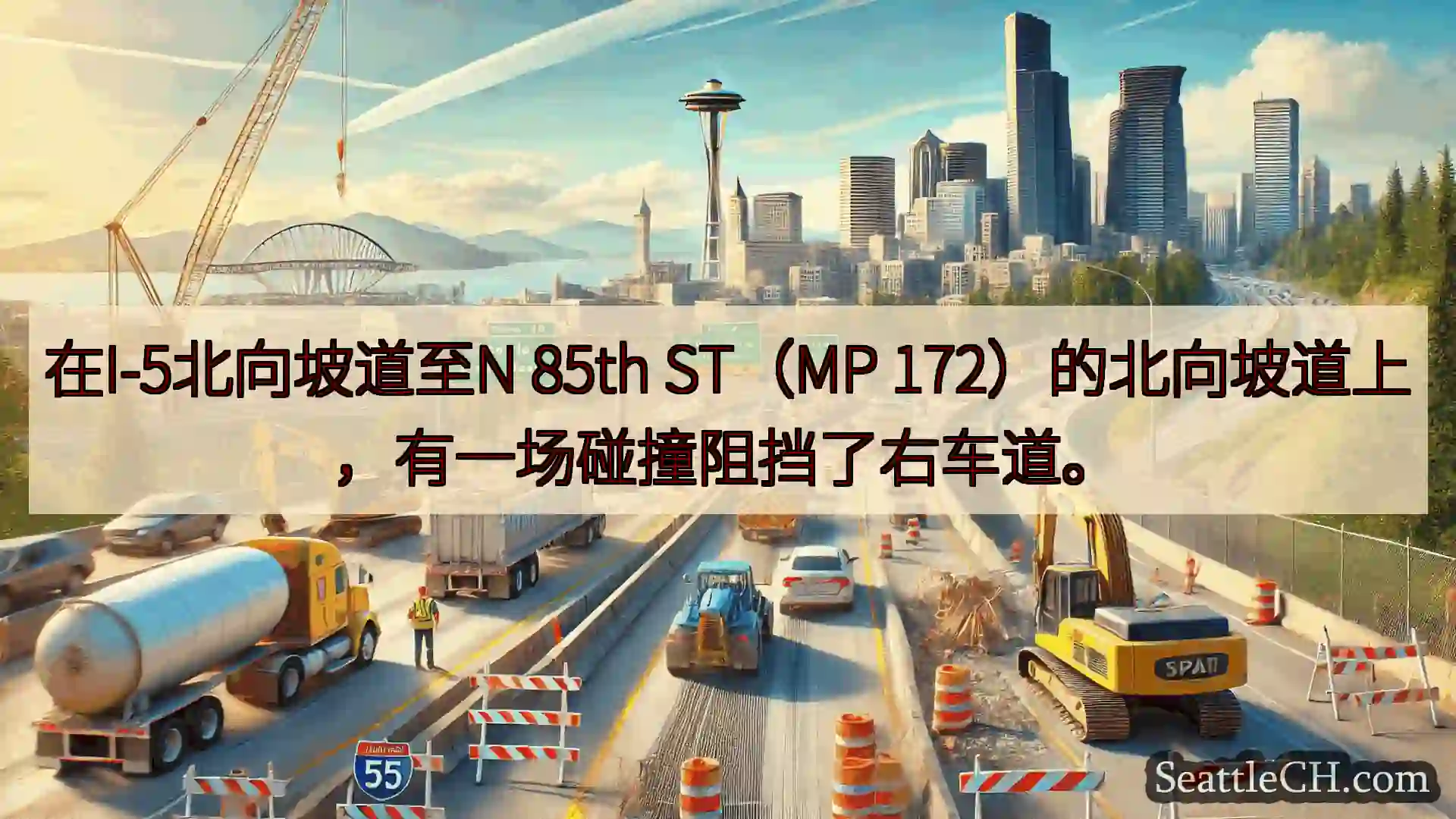 西雅图交通新闻 在I-5北向坡道至N 85th ST（MP
