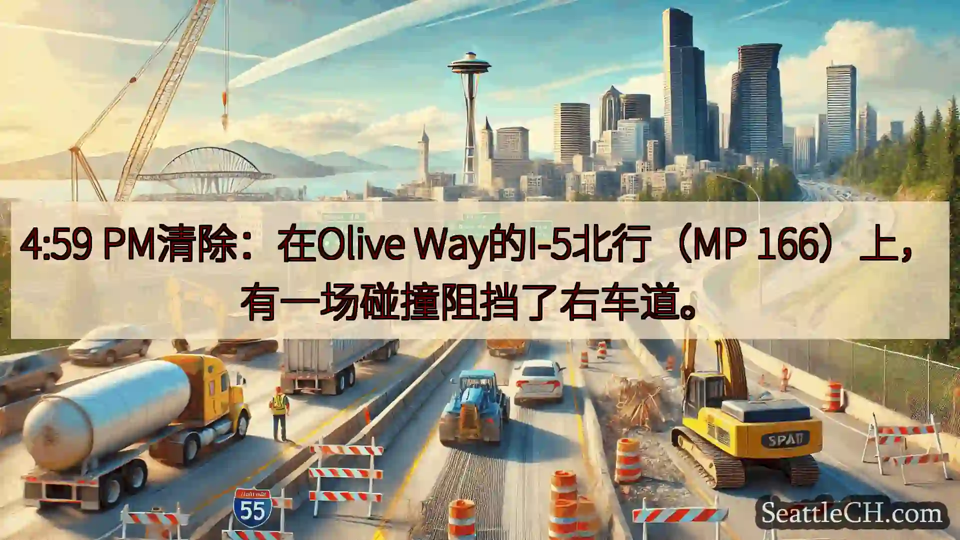西雅图交通新闻 4:59 PM清除：在Olive Way的I-5北行（MP