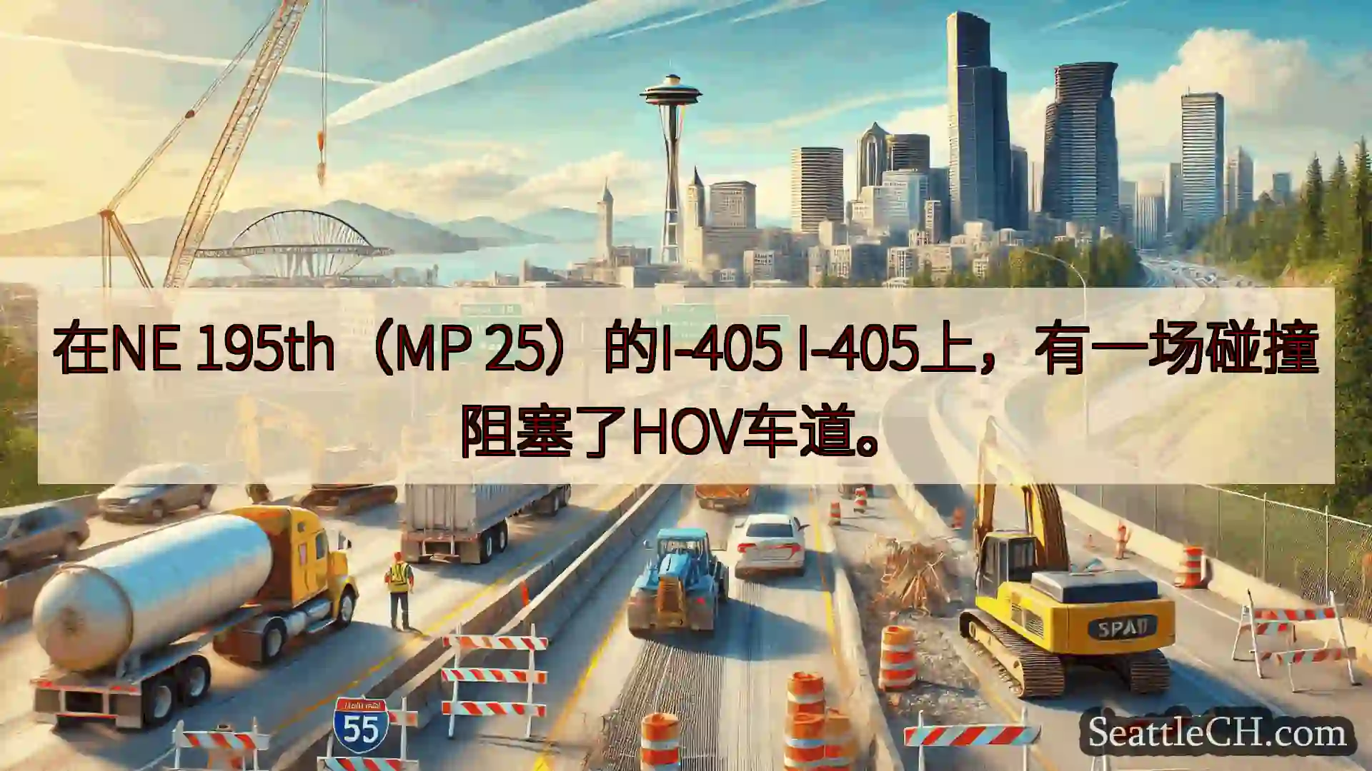 西雅图交通新闻 在NE 195th（MP 25）的I-405