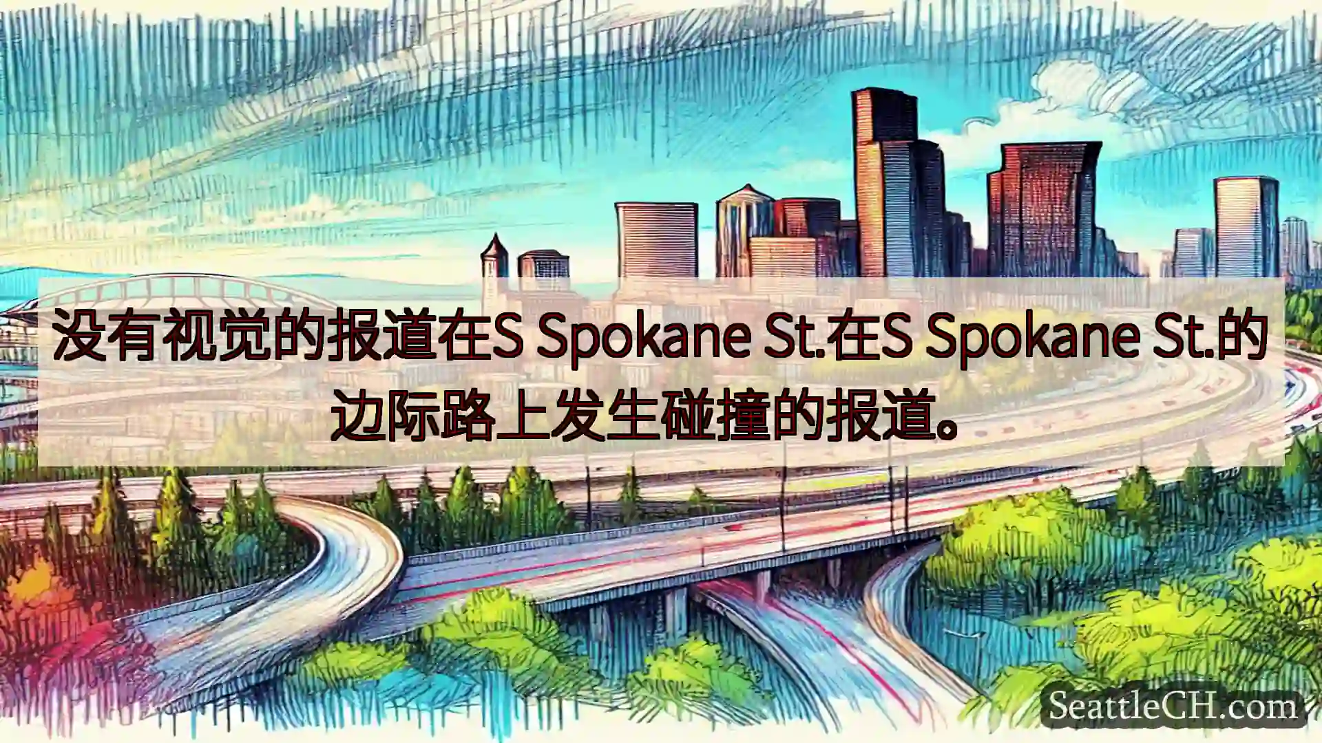 西雅图交通新闻 没有视觉的报道在S Spokane St.在S Spokane