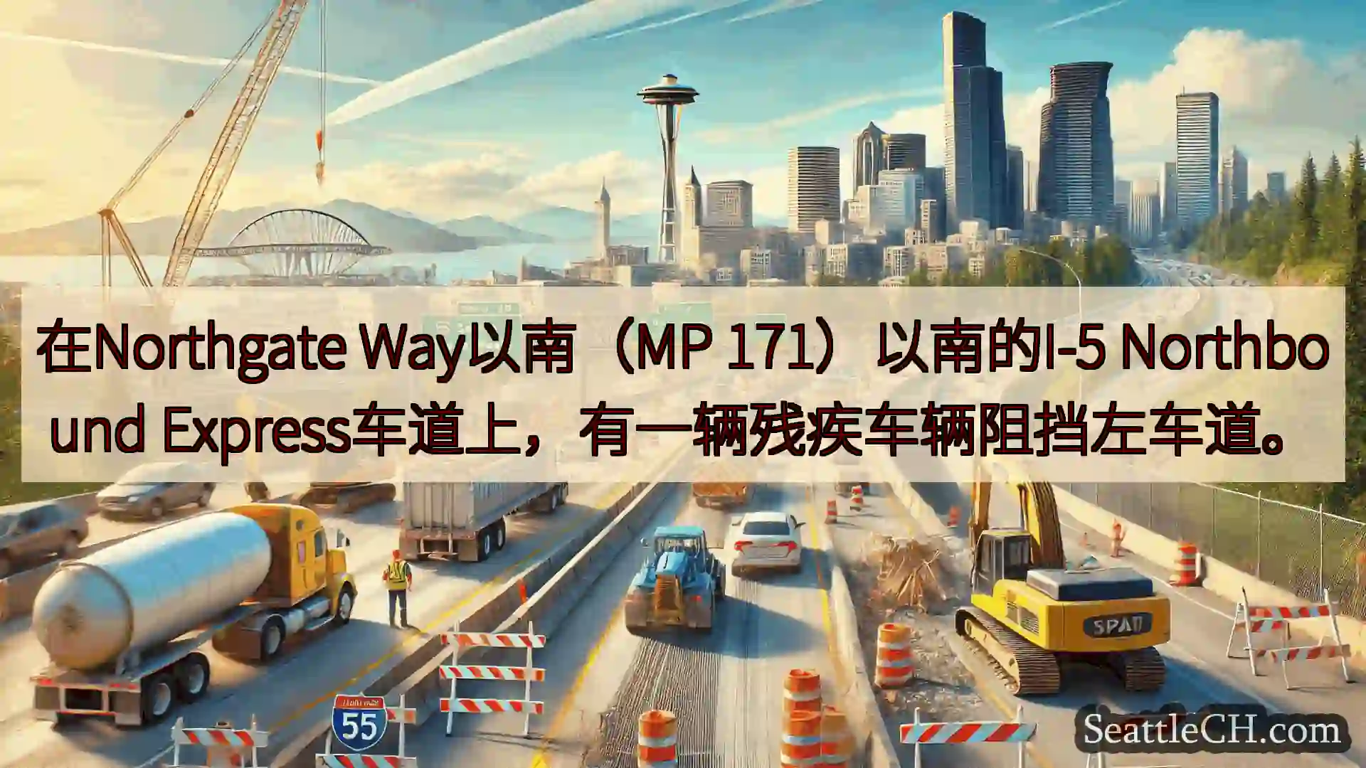 西雅图交通新闻 在Northgate Way以南（MP 171）以南的I-5