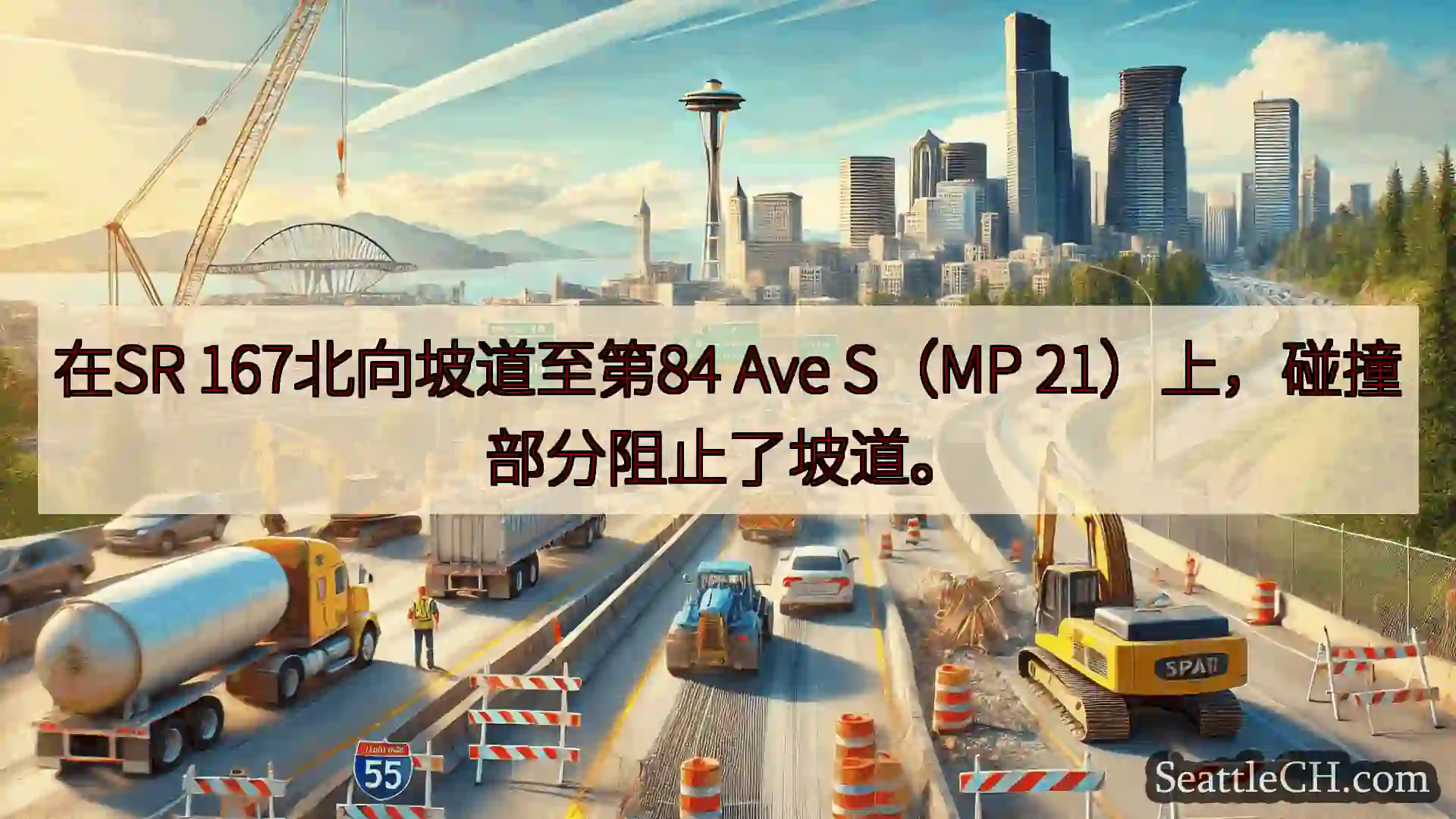 西雅图交通新闻 在SR 167北向坡道至第84 Ave S（MP