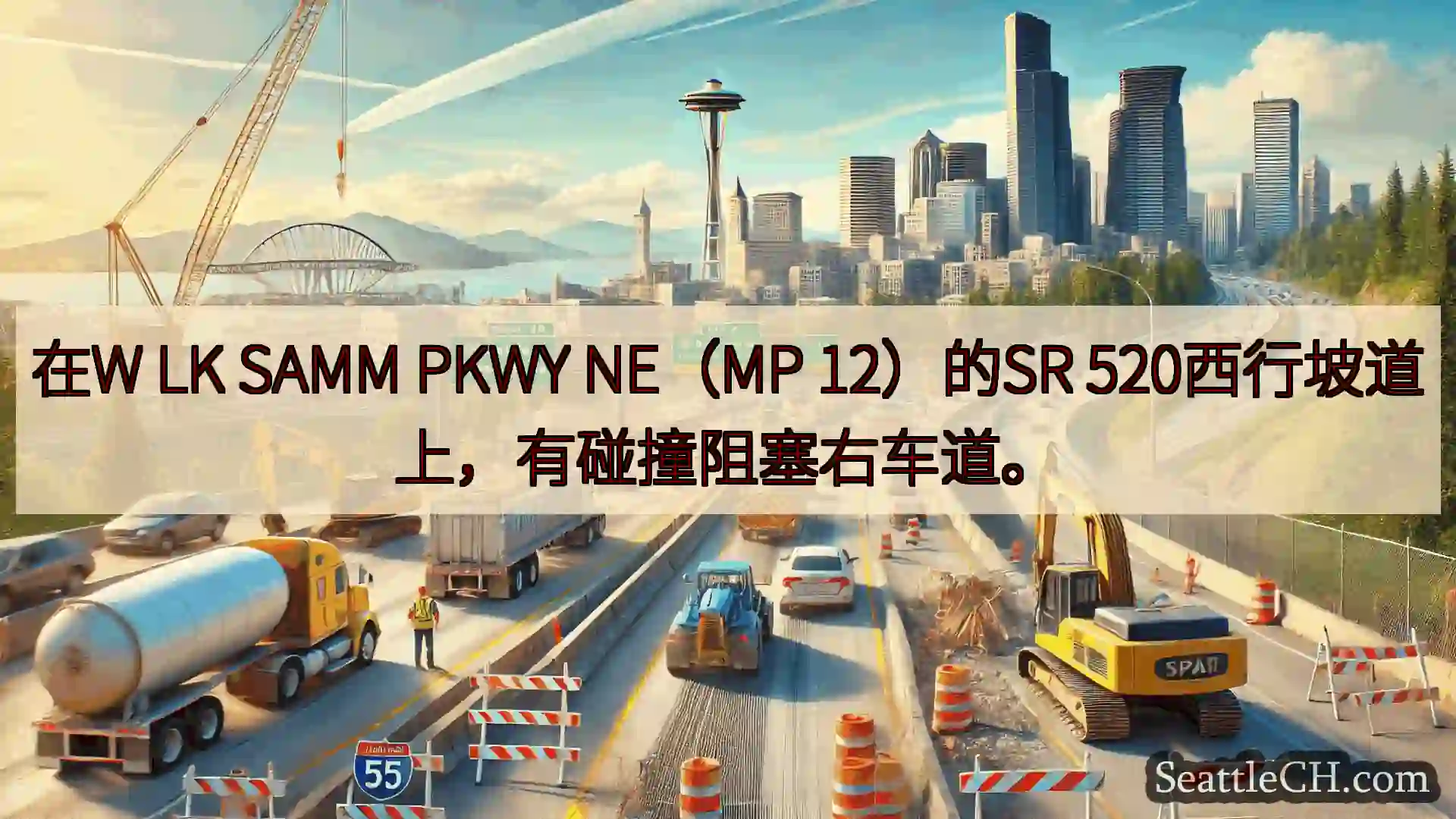 西雅图交通新闻 在W LK SAMM PKWY NE（MP 12）的SR