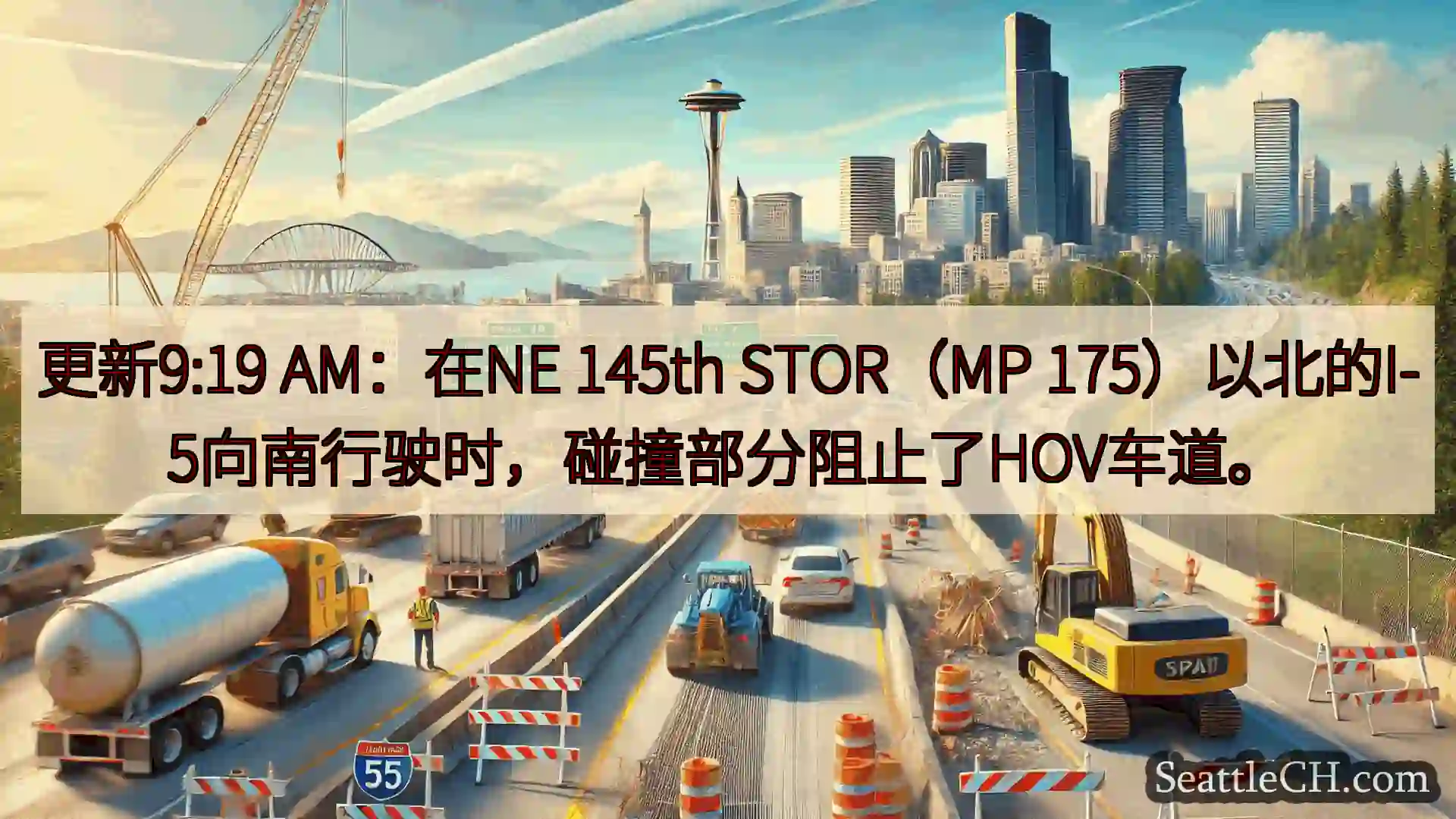 西雅图交通新闻 更新9:19 AM：在NE 145th STOR（MP