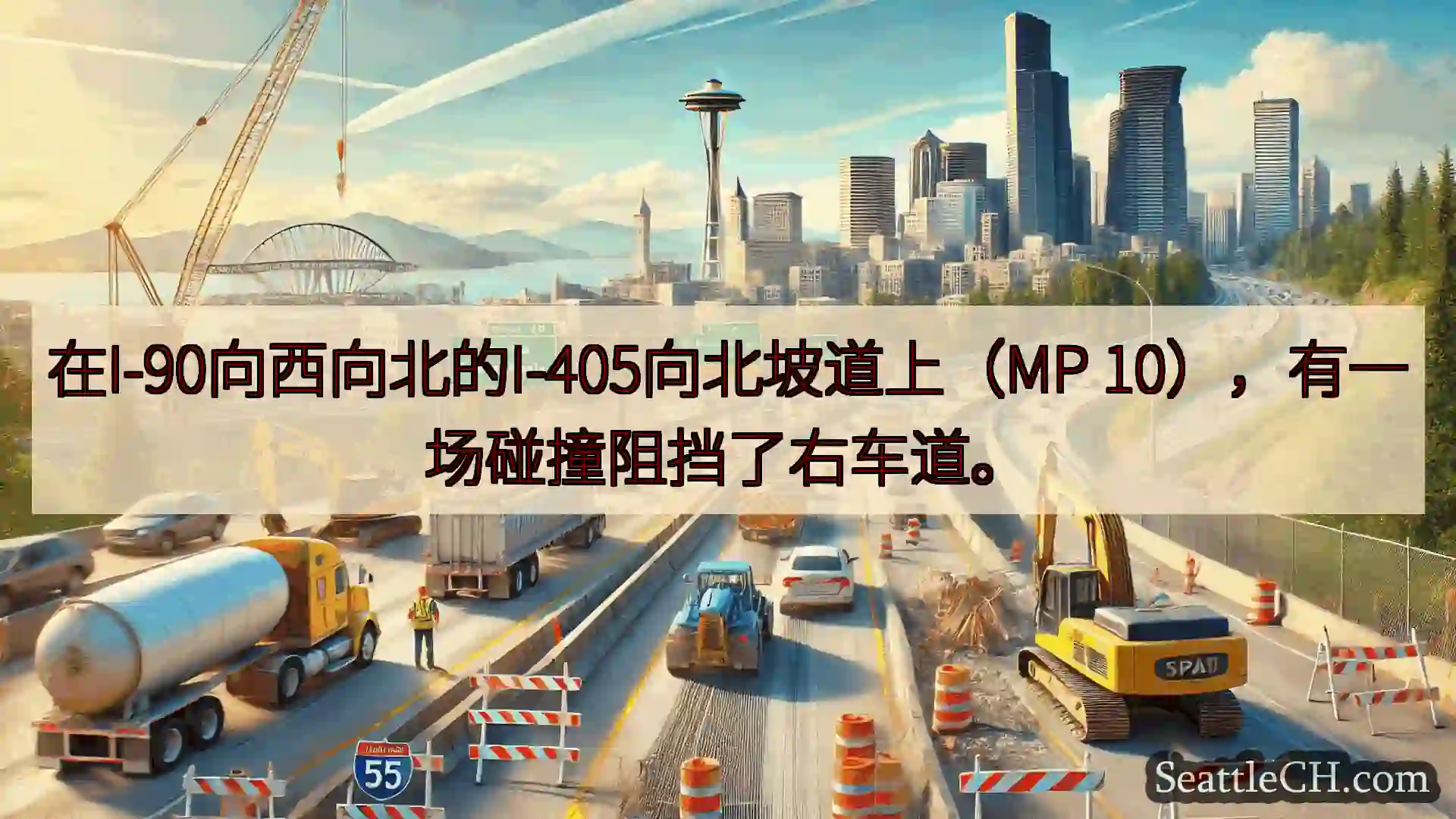 西雅图交通新闻 在I-90向西向北的I-405向北坡道上（MP