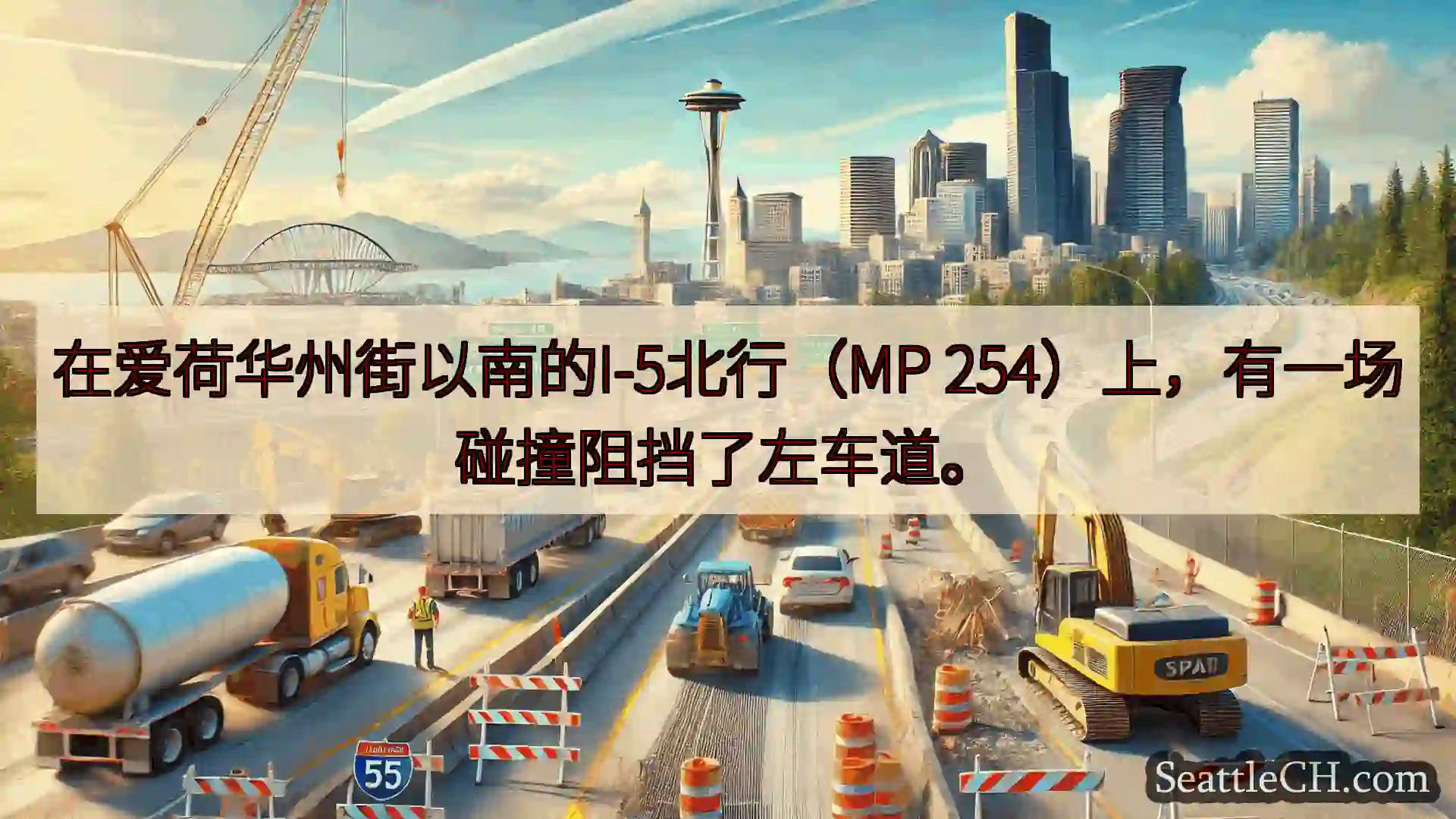 西雅图交通新闻 在爱荷华州街以南的I-5北行（MP