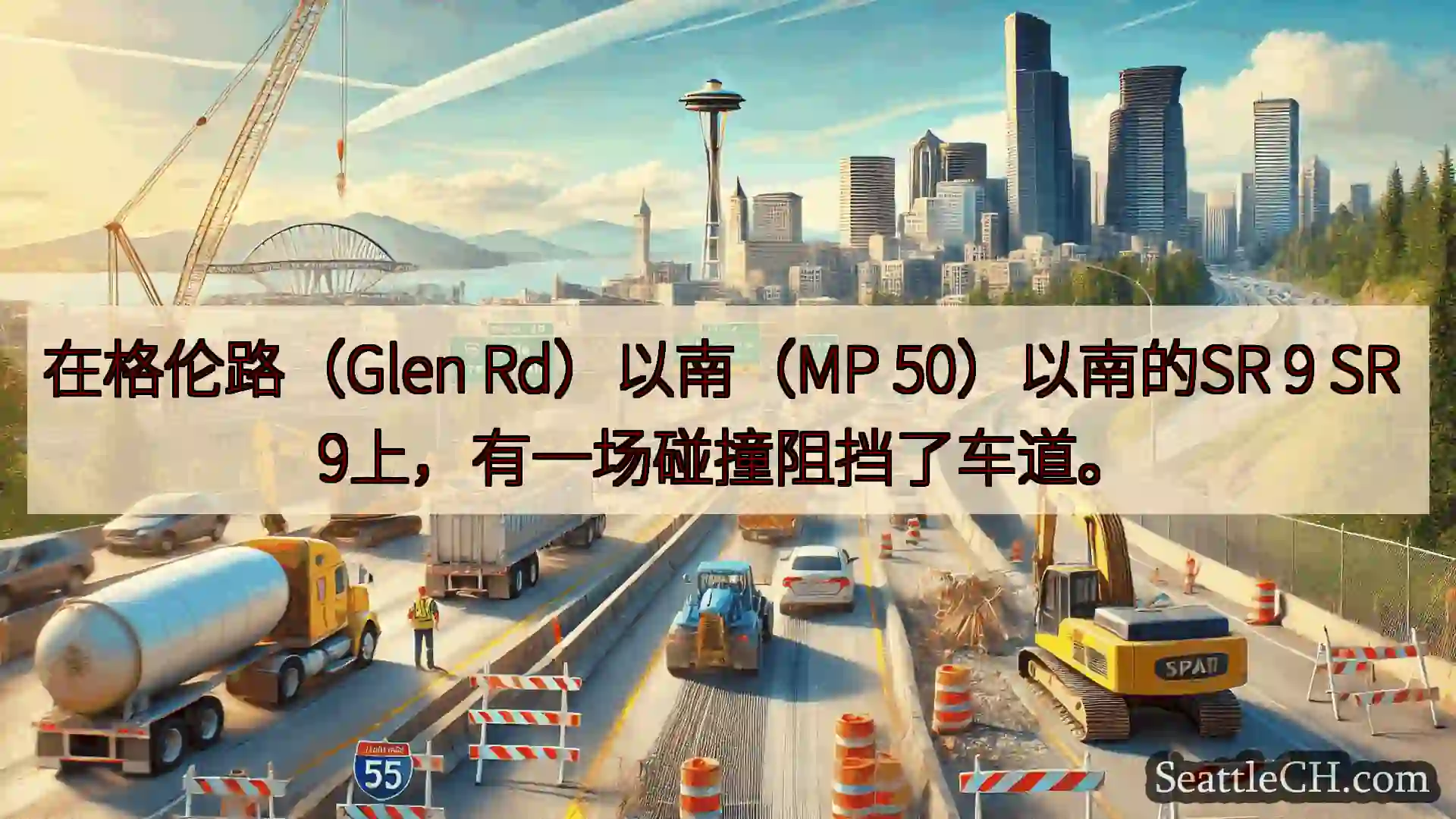西雅图交通新闻 在格伦路（Glen Rd）以南（MP 50）以南的SR 9 SR