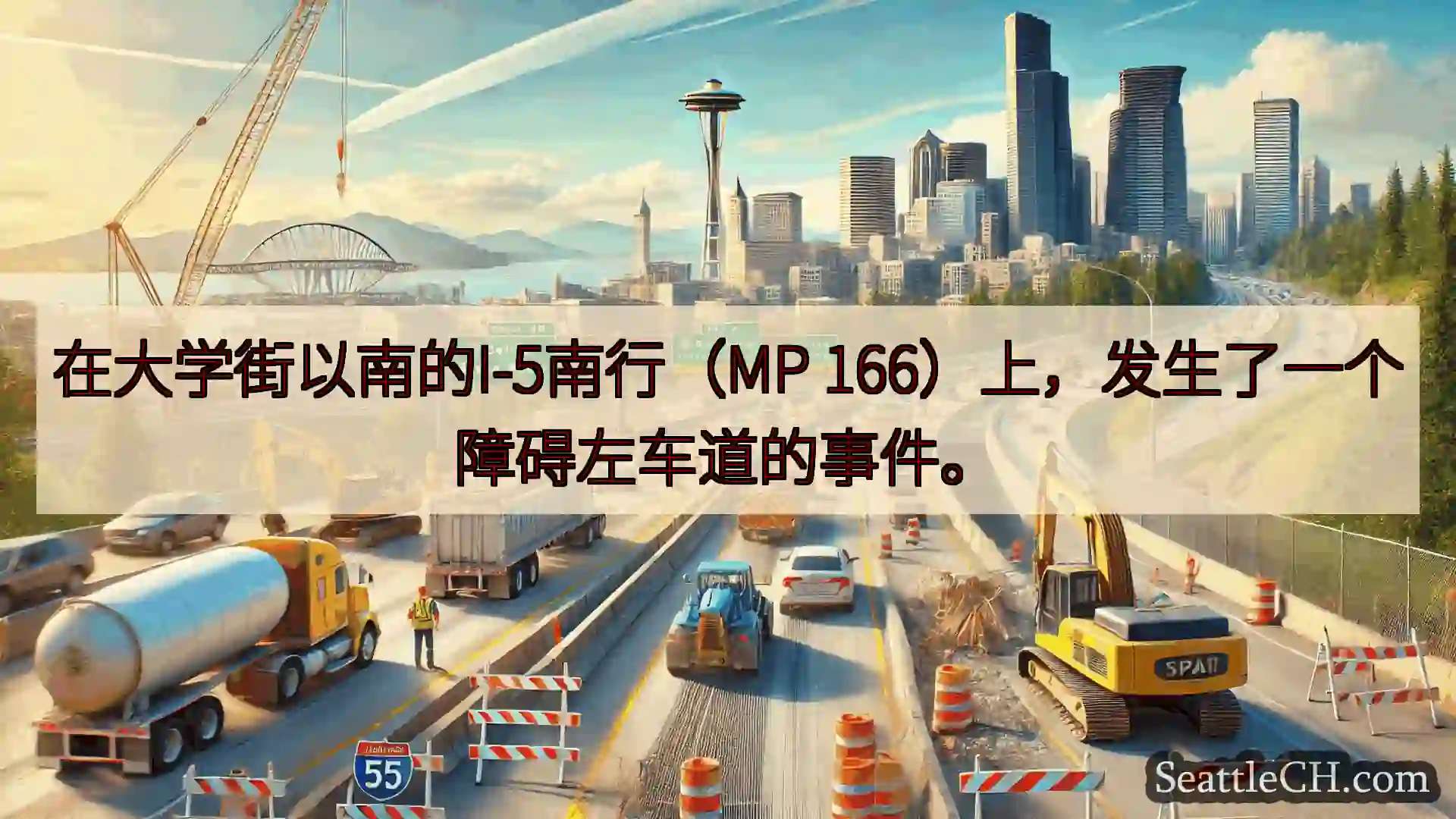 西雅图交通新闻 在大学街以南的I-5南行（MP