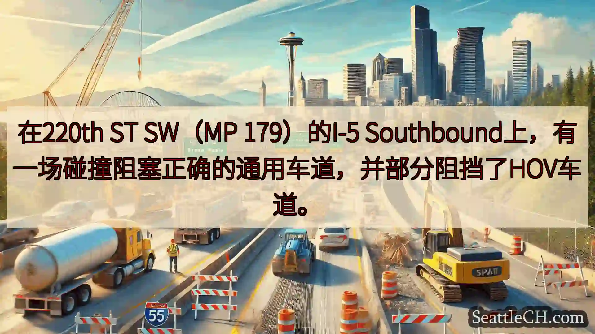 西雅图交通新闻 在220th ST SW（MP 179）的I-5