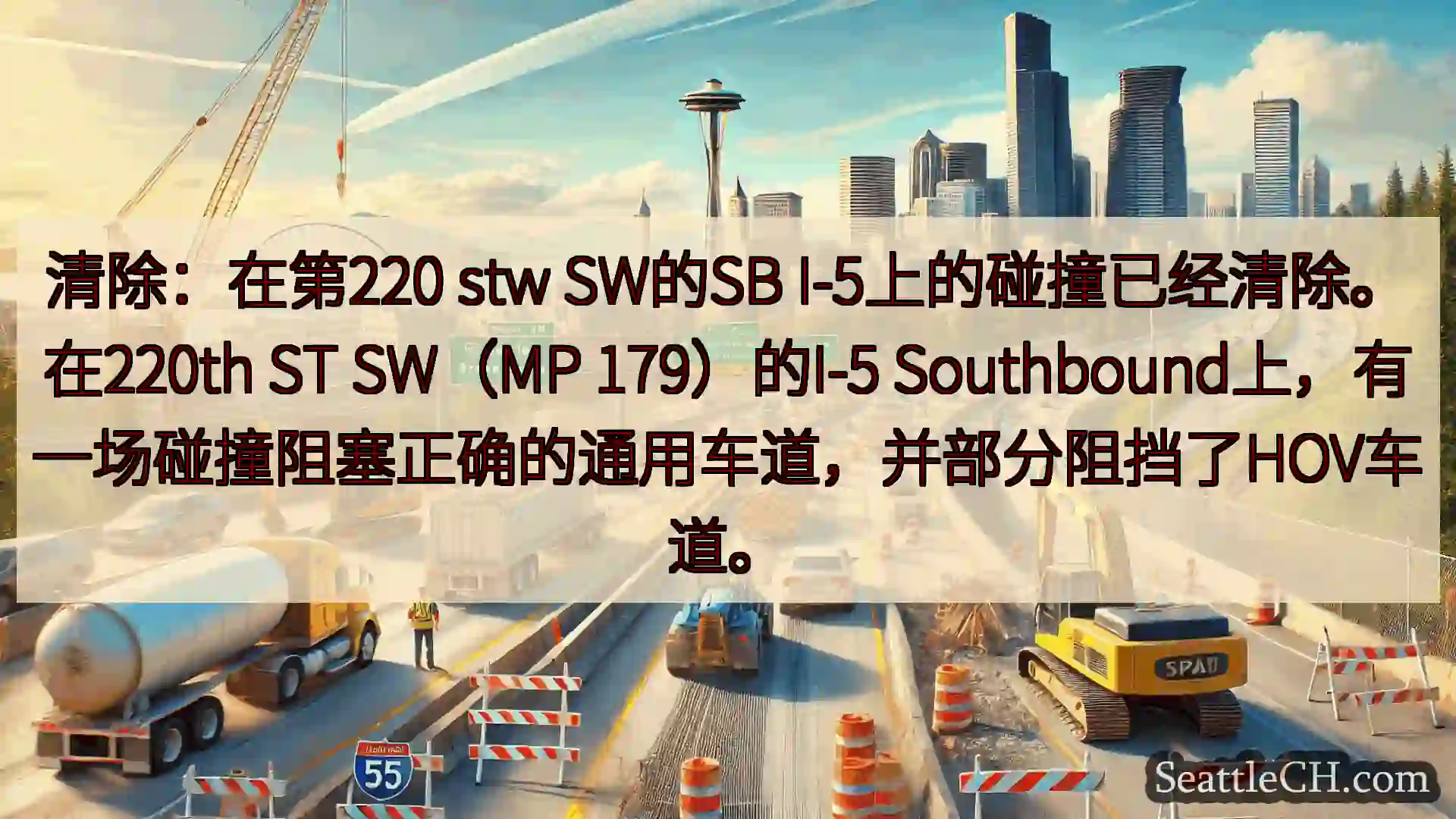 西雅图交通新闻 清除：在第220 stw SW的SB