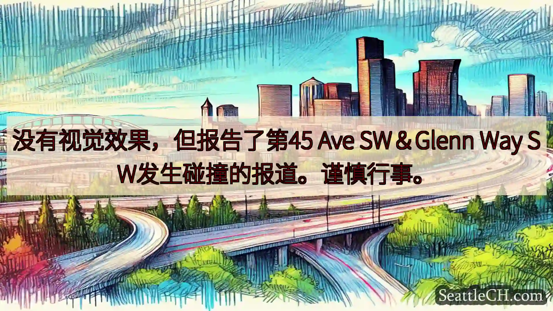 西雅图交通新闻 没有视觉效果，但报告了第45 Ave SW＆Glenn Way