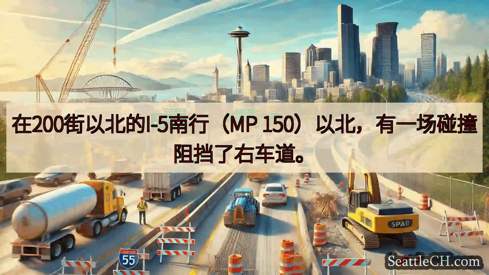 西雅图交通新闻 在200街以北的I-5南行（MP