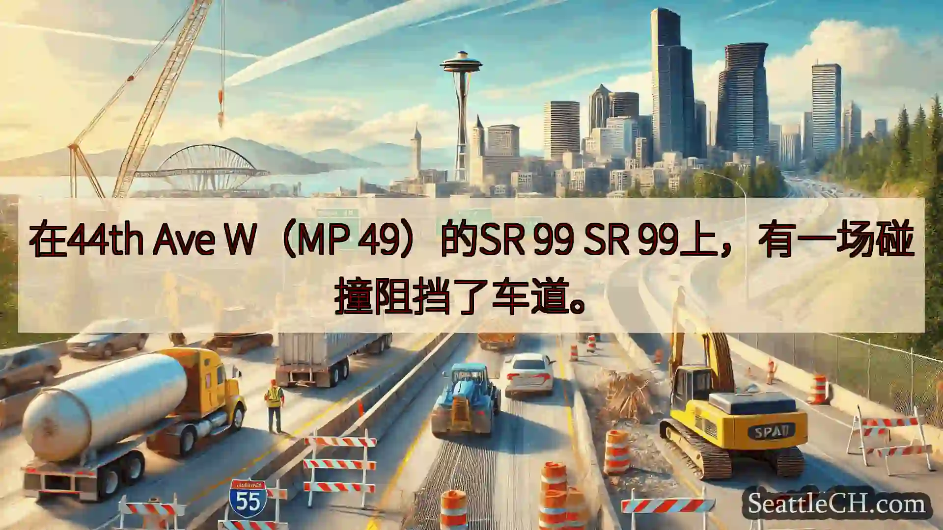 西雅图交通新闻 在44th Ave W（MP 49）的SR 99 SR
