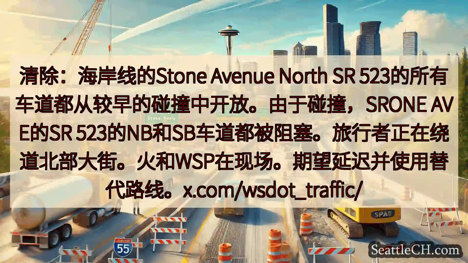 西雅图交通新闻 清除：海岸线的Stone Avenue North SR