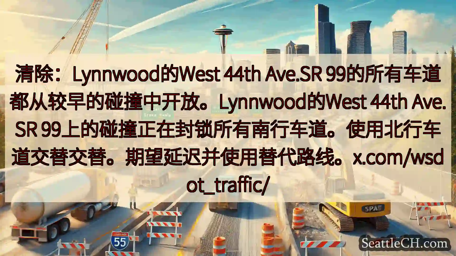 西雅图交通新闻 清除：Lynnwood的West 44th Ave.SR
