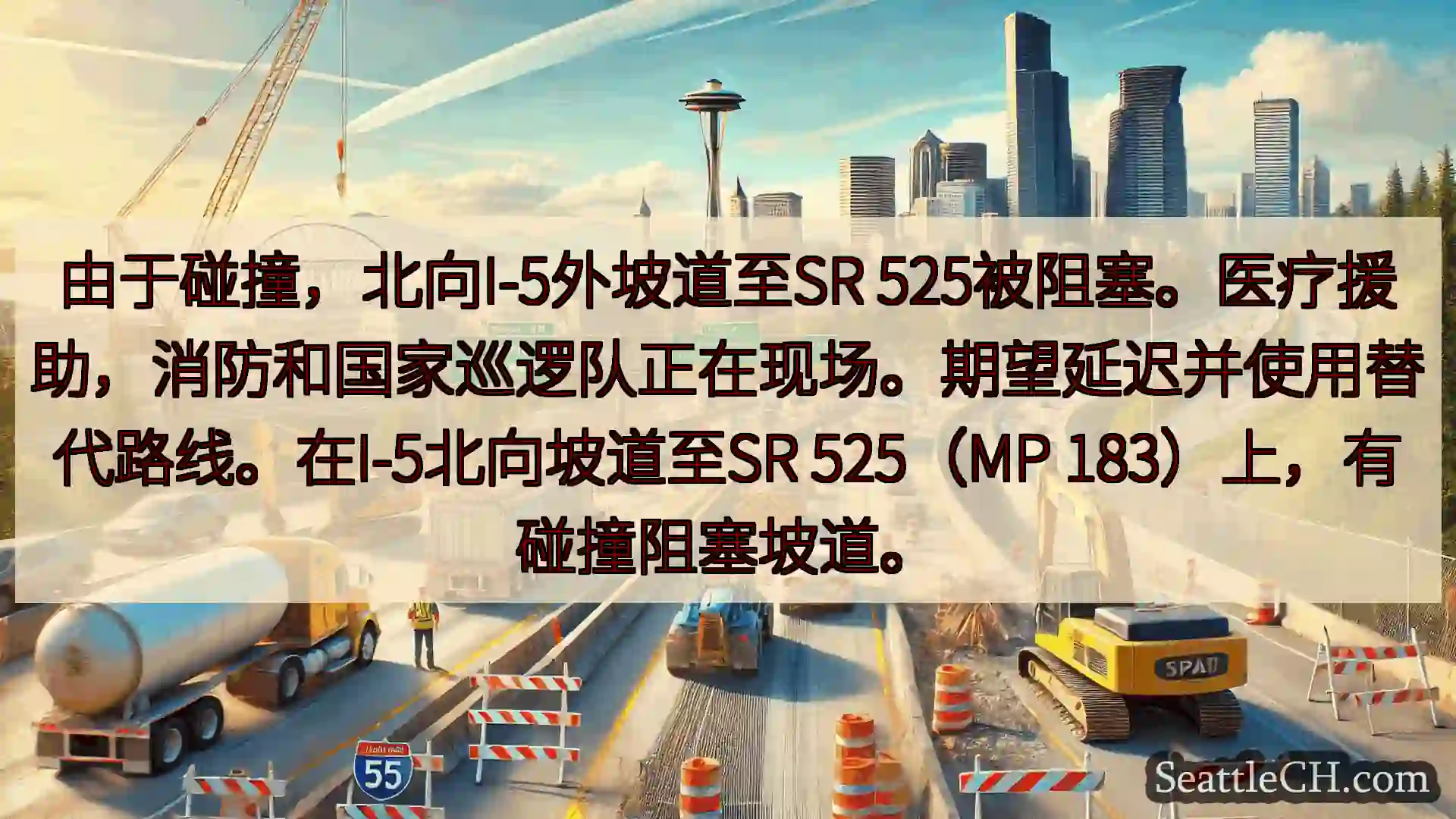 西雅图交通新闻 由于碰撞，北向I-5外坡道至SR