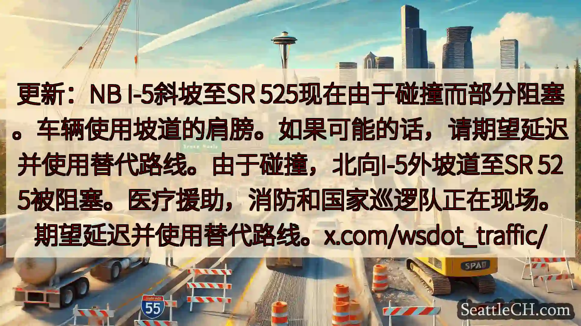 西雅图交通新闻 更新：NB I-5斜坡至SR