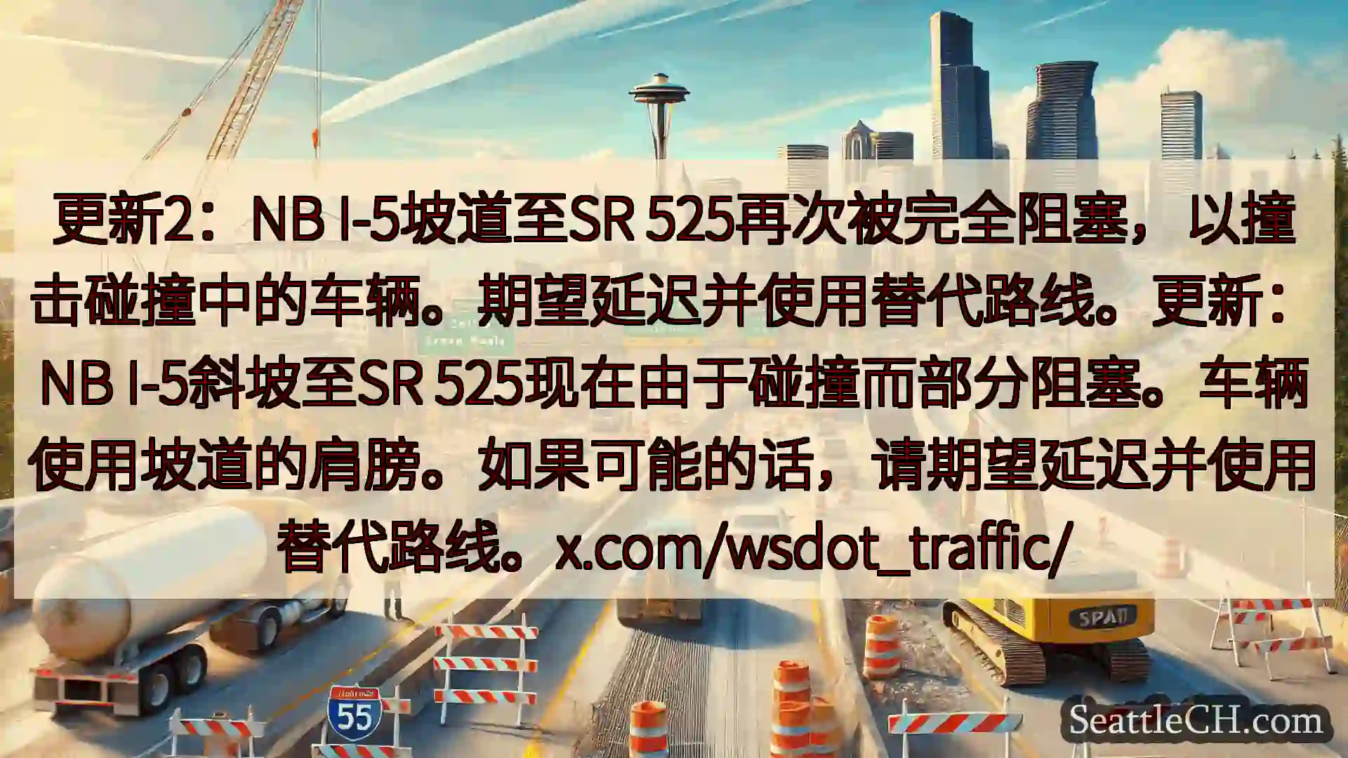 西雅图交通新闻 更新2：NB I-5坡道至SR