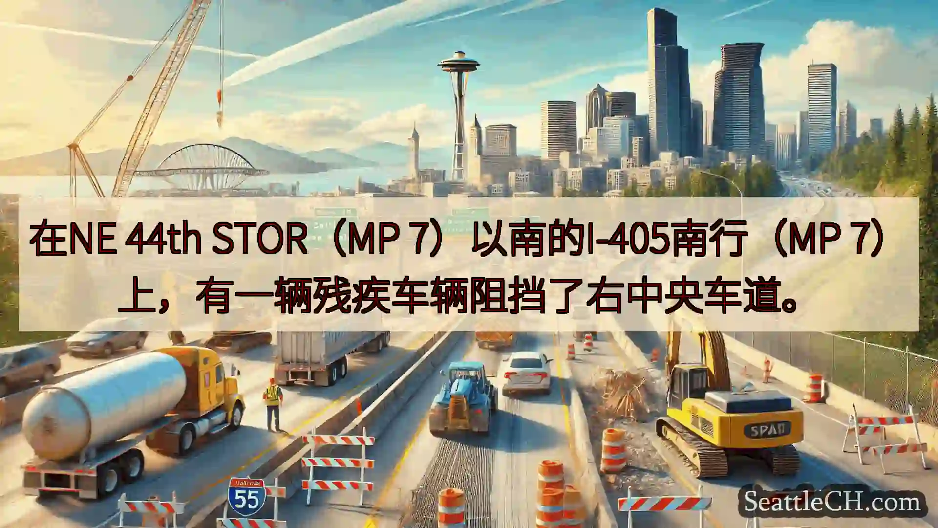 西雅图交通新闻 在NE 44th STOR（MP 7）以南的I-405南行（MP