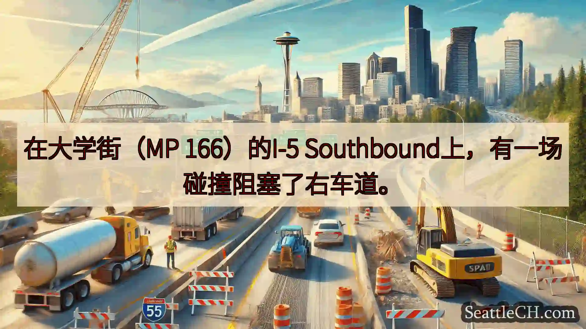 西雅图交通新闻 在大学街（MP 166）的I-5