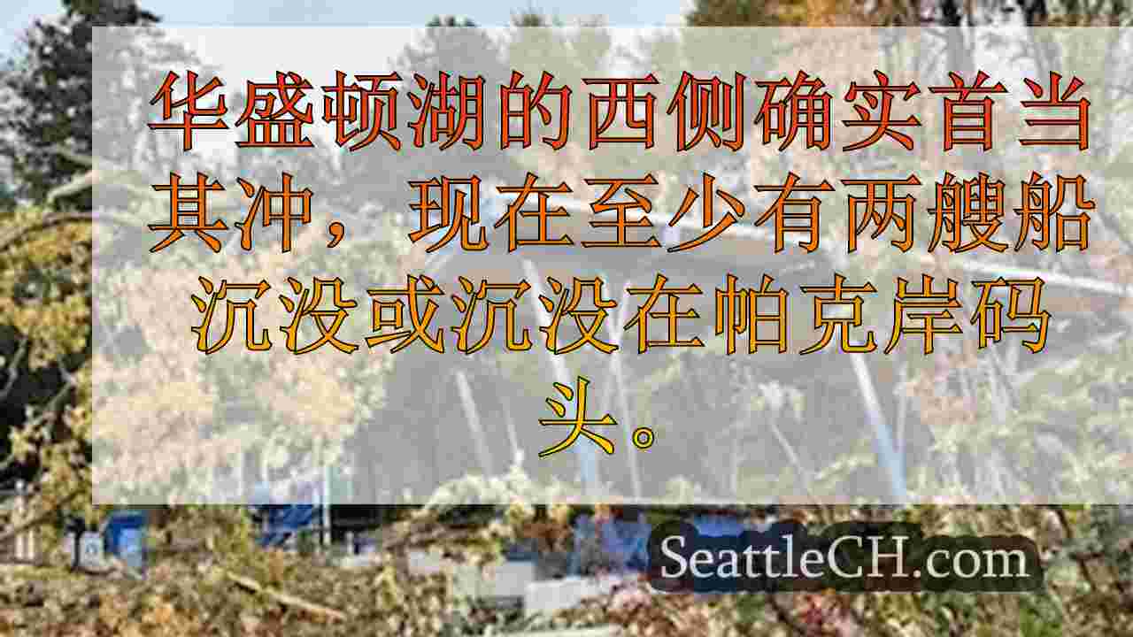 风暴互相猛击后，有2艘船沉入华盛顿湖