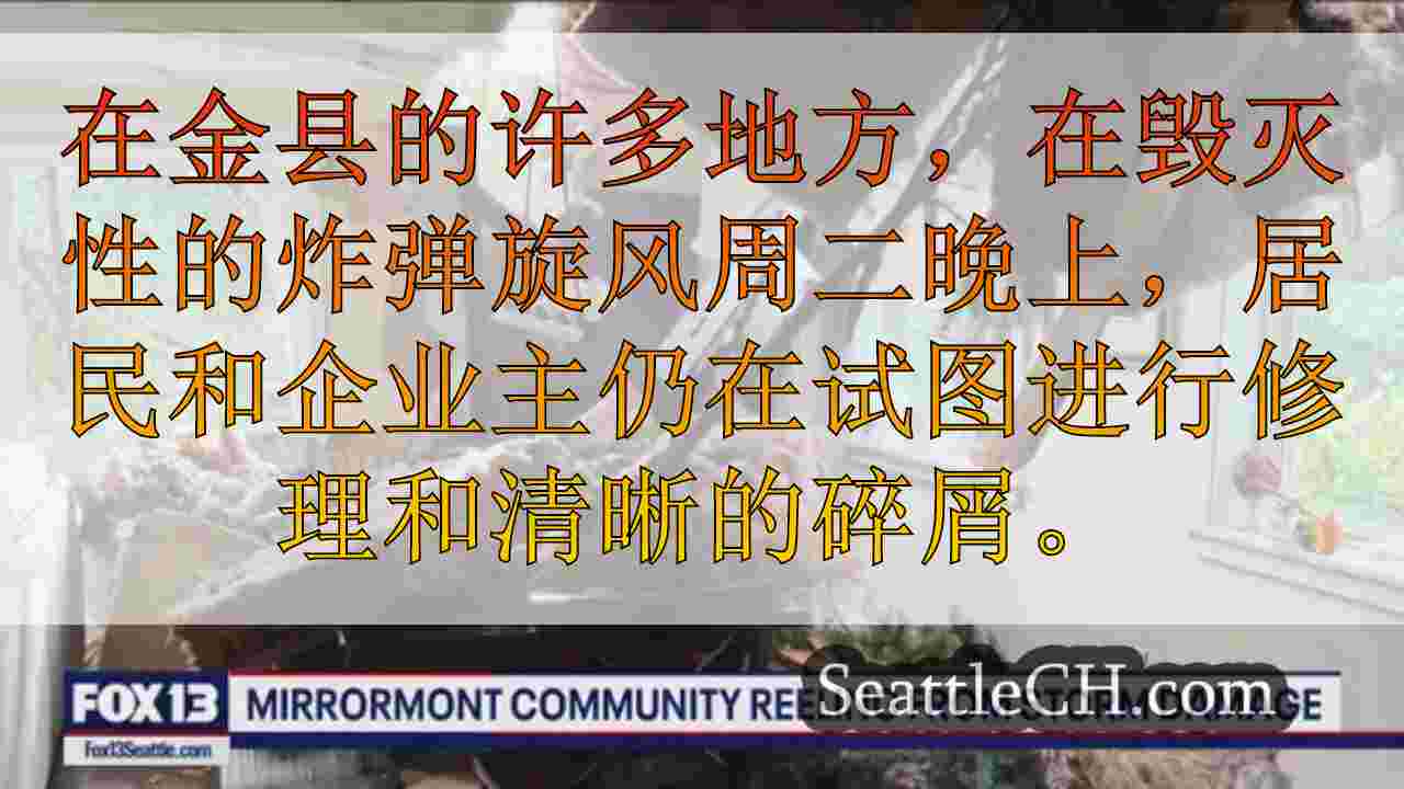 树木倒在华盛顿州米里默特的家庭住宅上