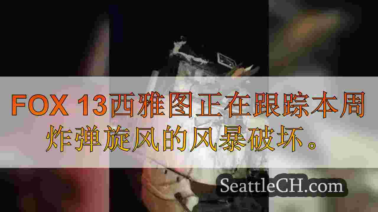 炸弹旋风风暴中西雅图附近的树木刺穿的Amtrak火车